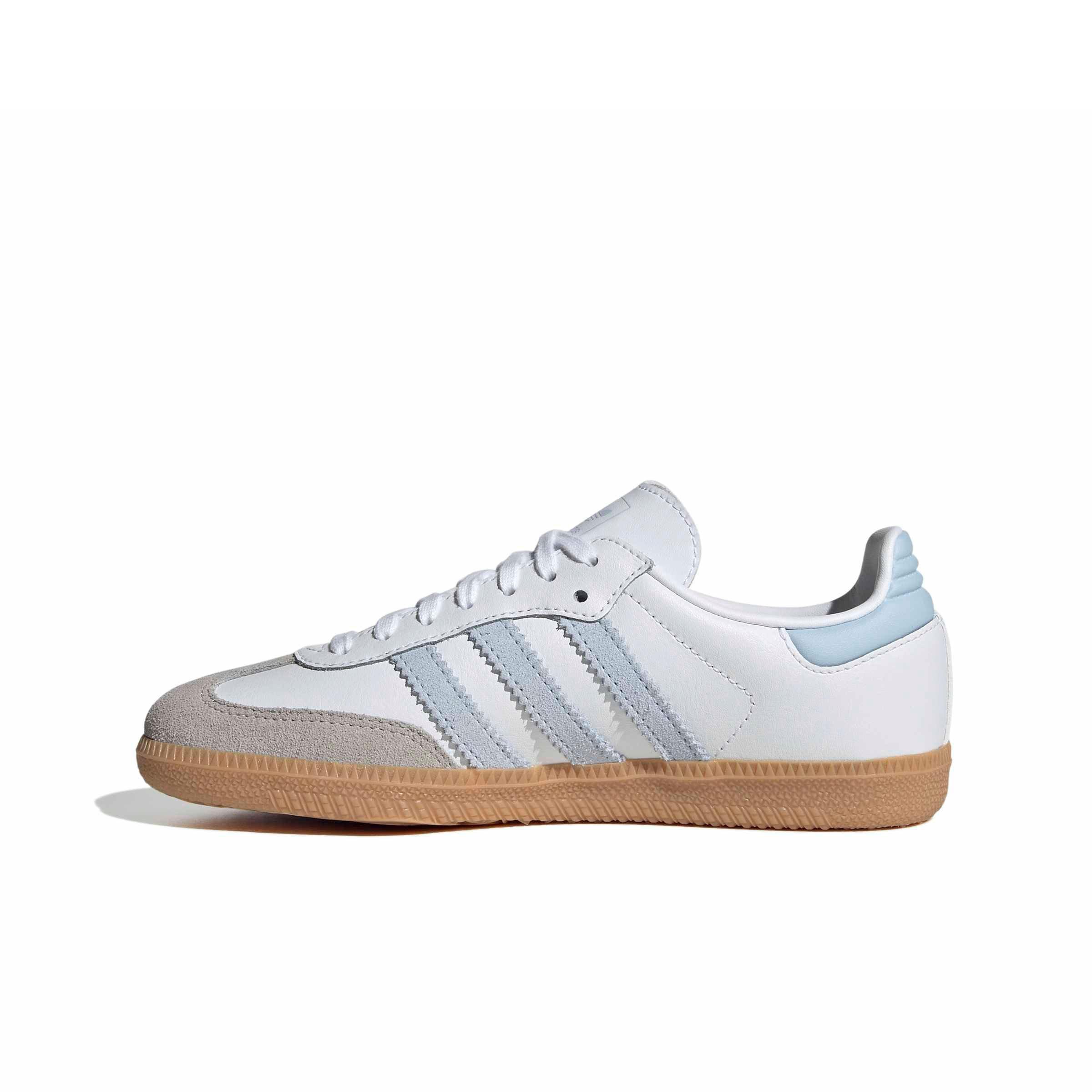 adidas Originals Samba OG "Ftwr White/Crystal Sky/Gum 3" Grade School Girls' Shoe - WHITE/SKY/GUM Thumbnail View 2