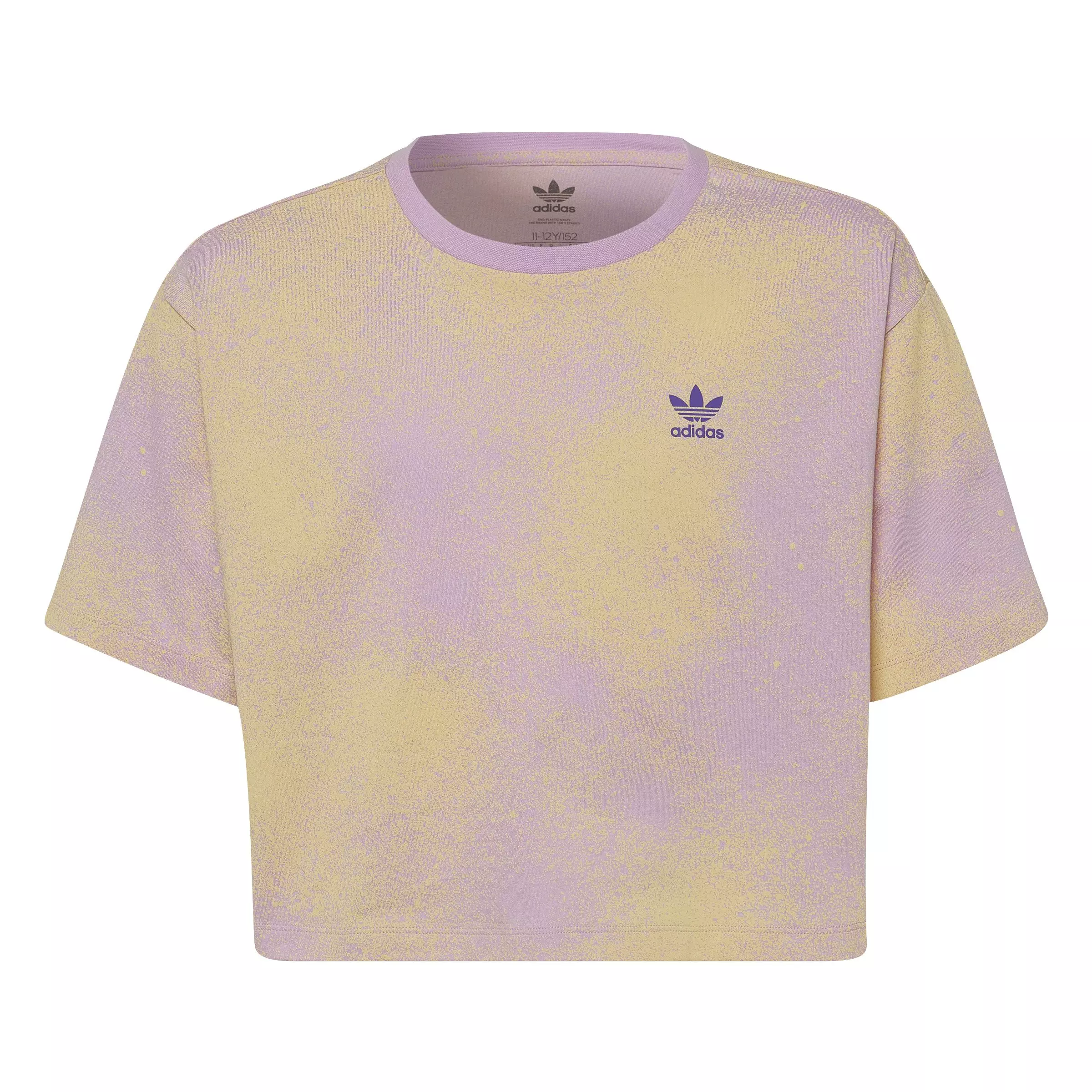 adidas Big Girls' Originals Graphic Print Cropped Tee-Purple - PURPLE
