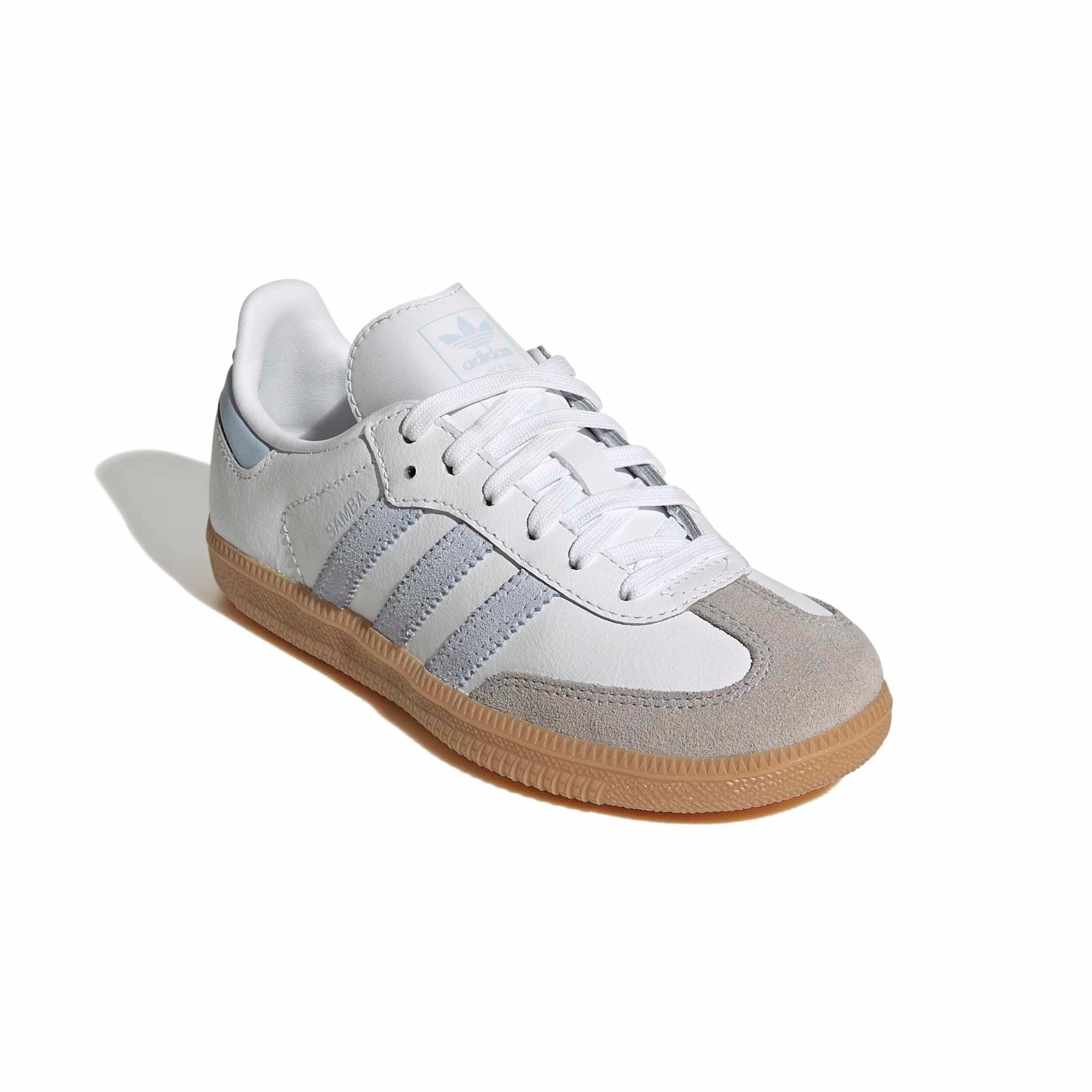 adidas Originals Samba OG "Ftwr White/Crystal Sky/Gum 3" Preschool Girls' Shoe - WHITE/SKY/GUM Thumbnail View 3