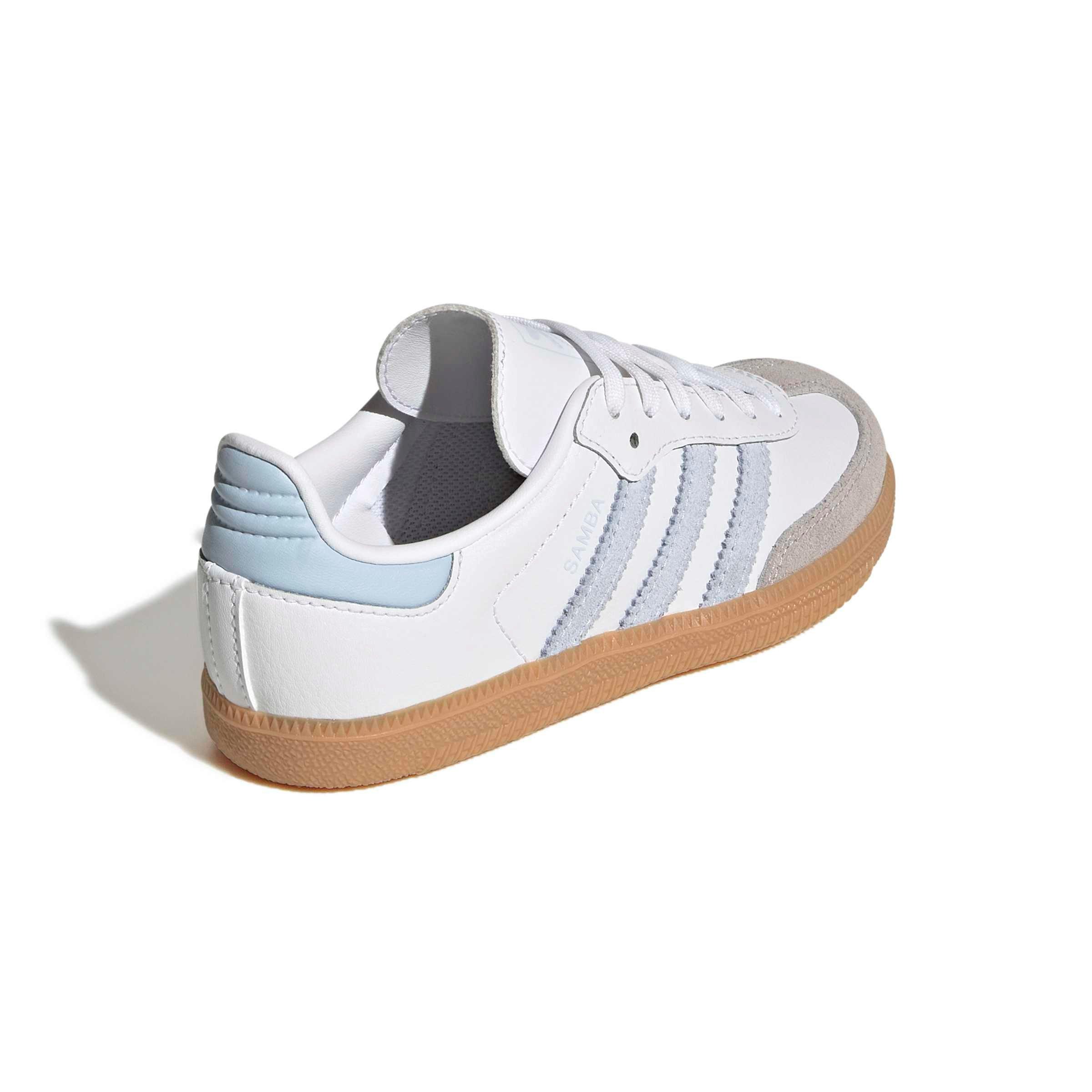 adidas Originals Samba OG "Ftwr White/Crystal Sky/Gum 3" Preschool Girls' Shoe - WHITE/SKY/GUM Thumbnail View 4