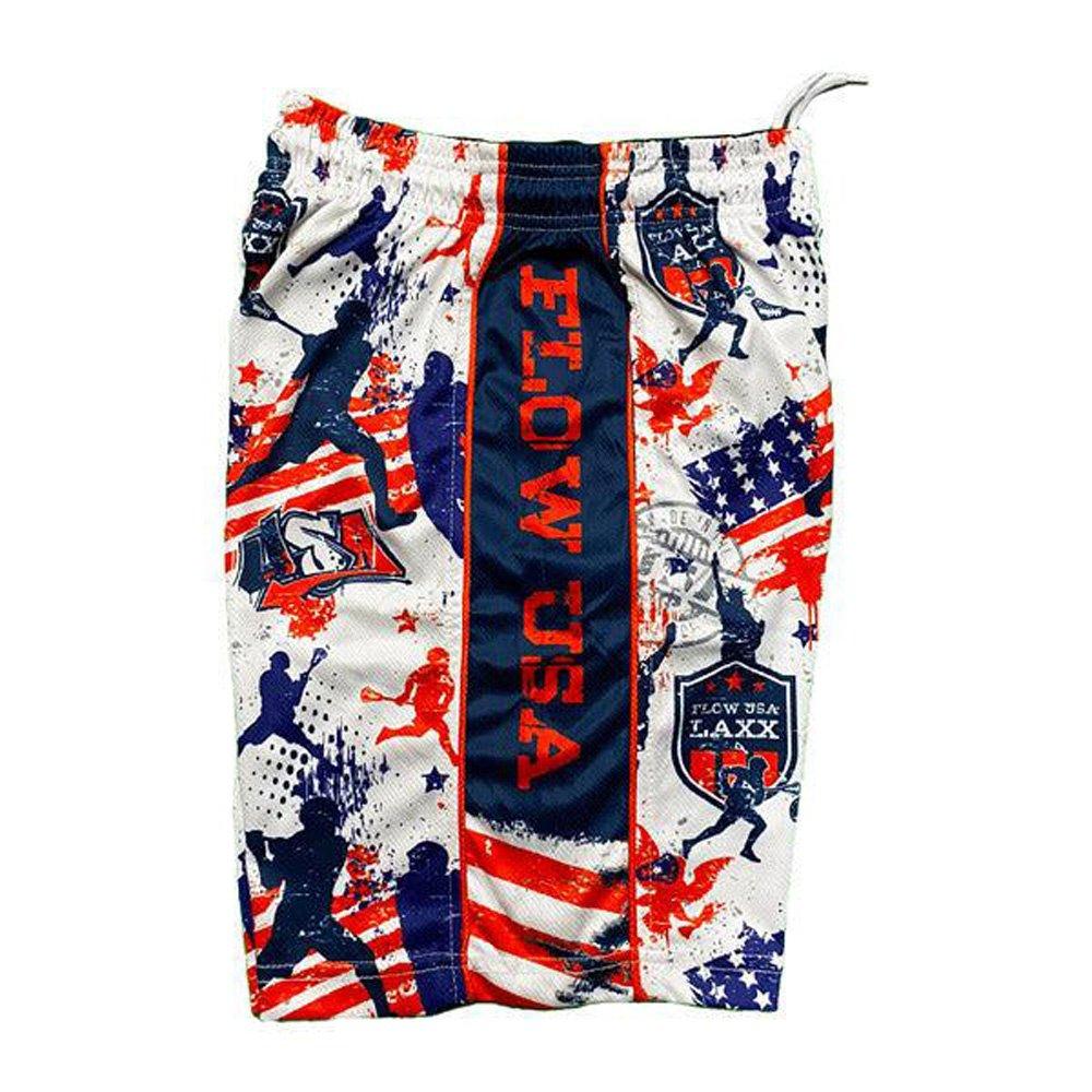 Flow Society Big Boys' Flow Laxx USA Shorts - White/Red/Blue - WHITE/RED/BLUE Thumbnail View 3