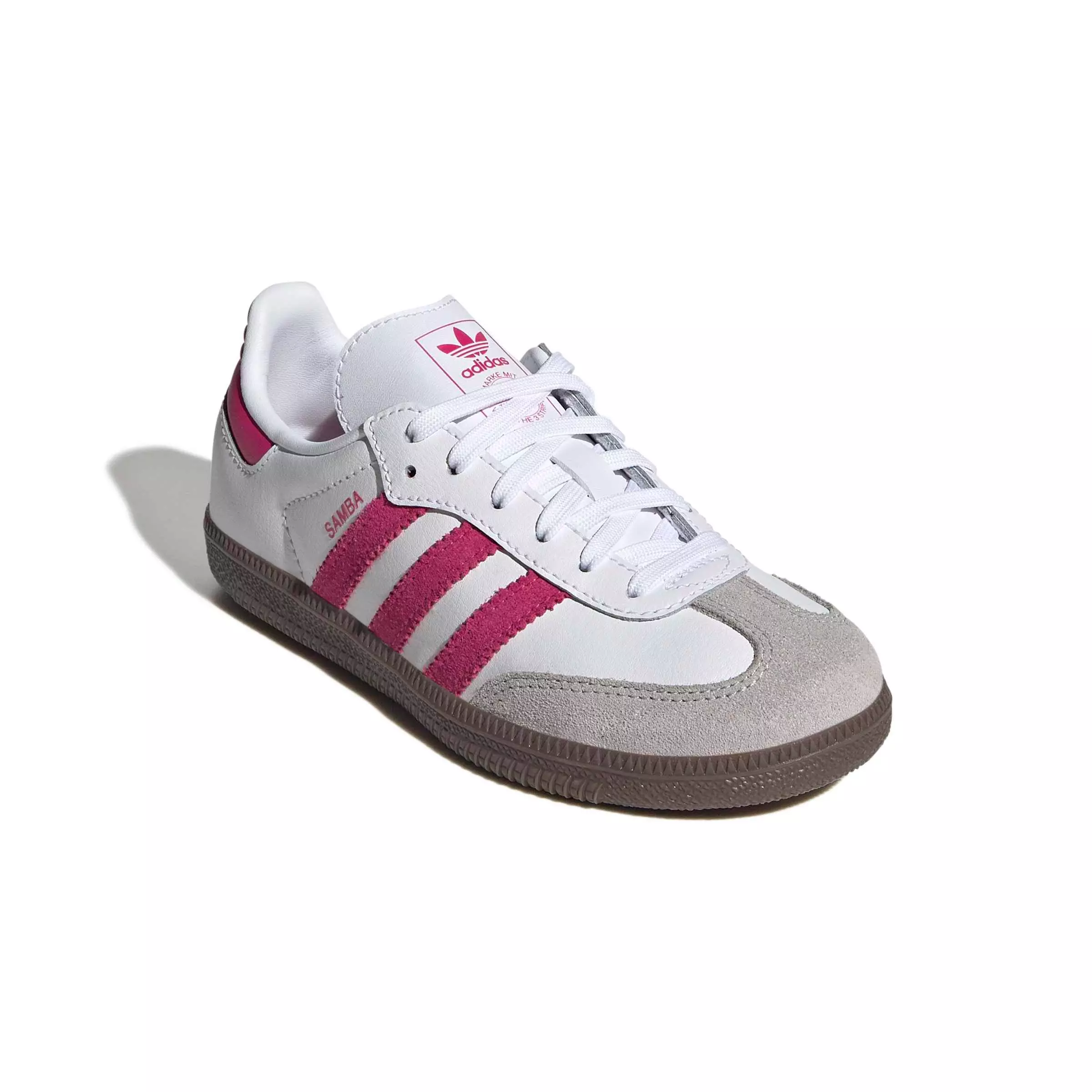 adidas Originals Samba OG "Ftwr White/Real Magenta/Gum 5" Preschool Girls' Shoe - WHITE/MAGENTA/GUM
