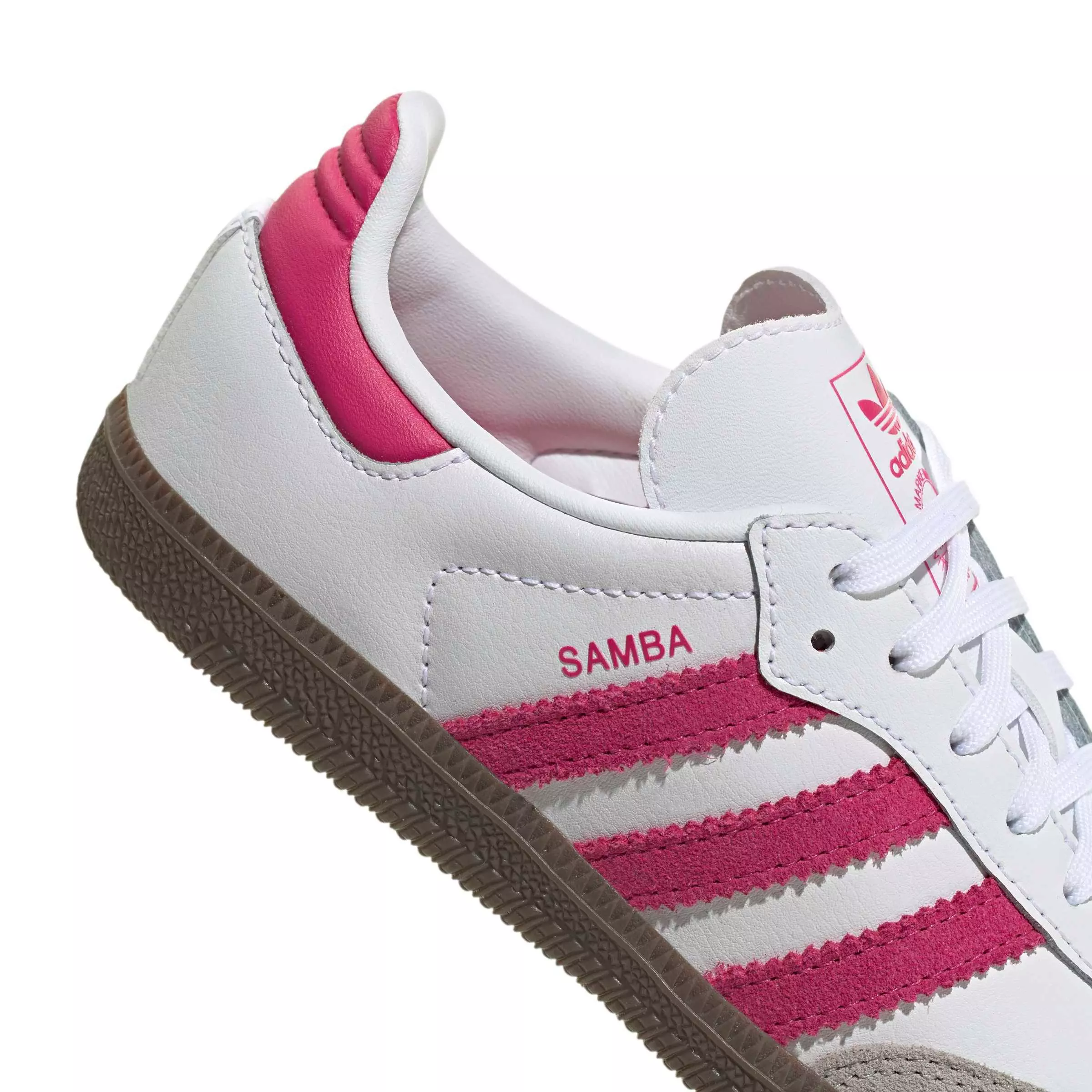 adidas Originals Samba OG "Ftwr White/Real Magenta/Gum 5" Preschool Girls' Shoe - WHITE/MAGENTA/GUM