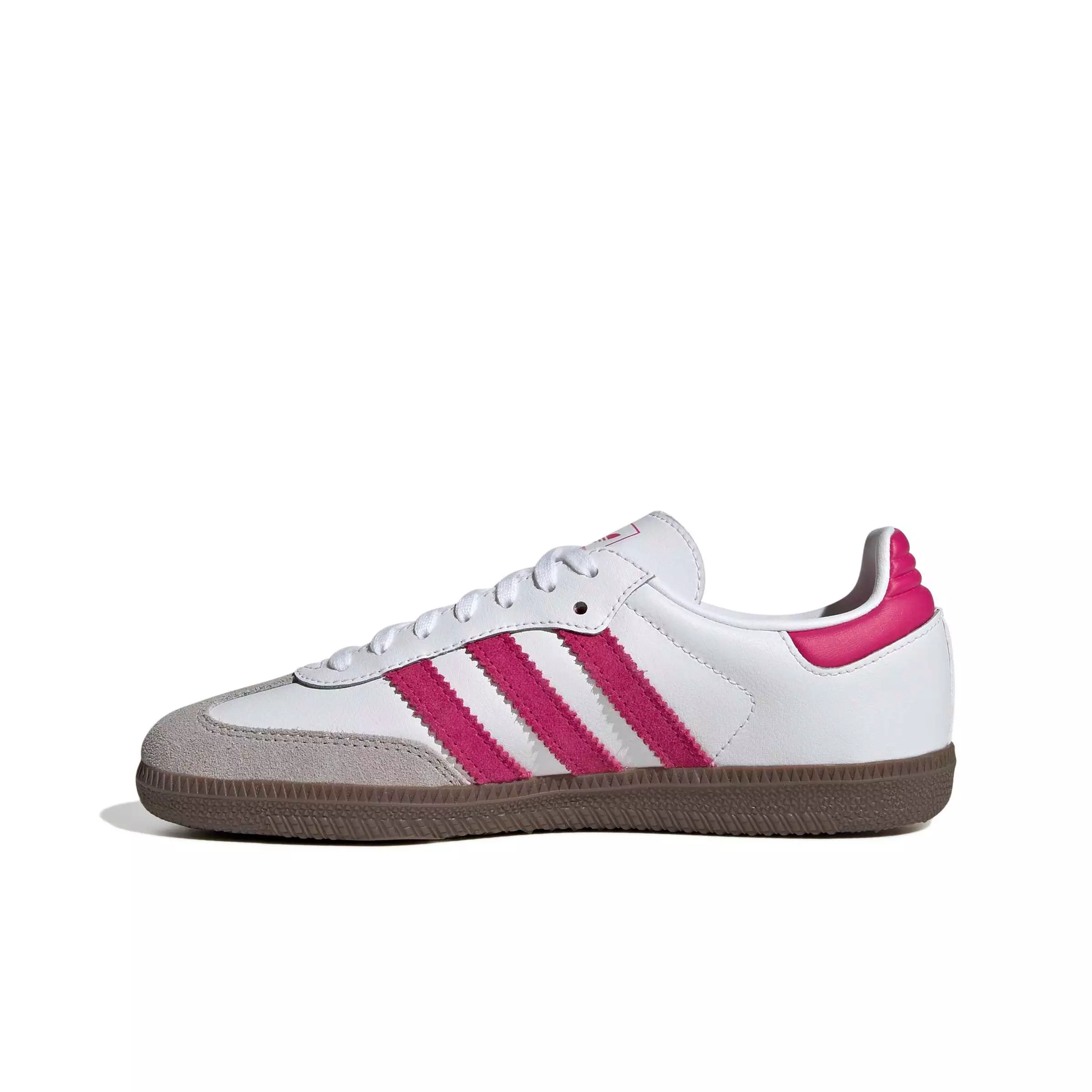 adidas Originals Samba OG "Ftwr White/Real Magenta/Gum 5" Grade School Girls' Shoe - WHITE/MAGENTA/GUM