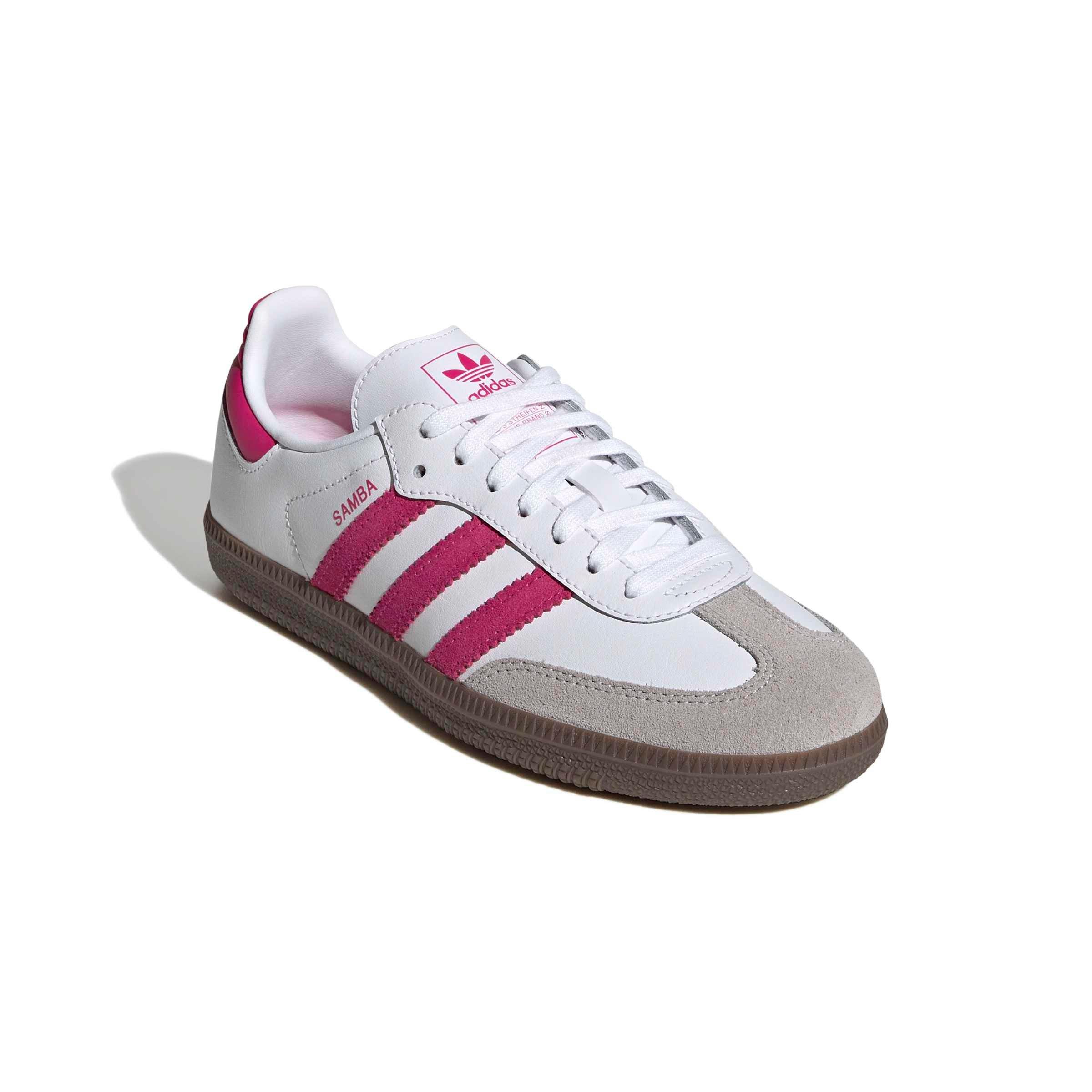 adidas Originals Samba OG "Ftwr White/Real Magenta/Gum 5" Grade School Girls' Shoe - WHITE/MAGENTA/GUM Thumbnail View 3