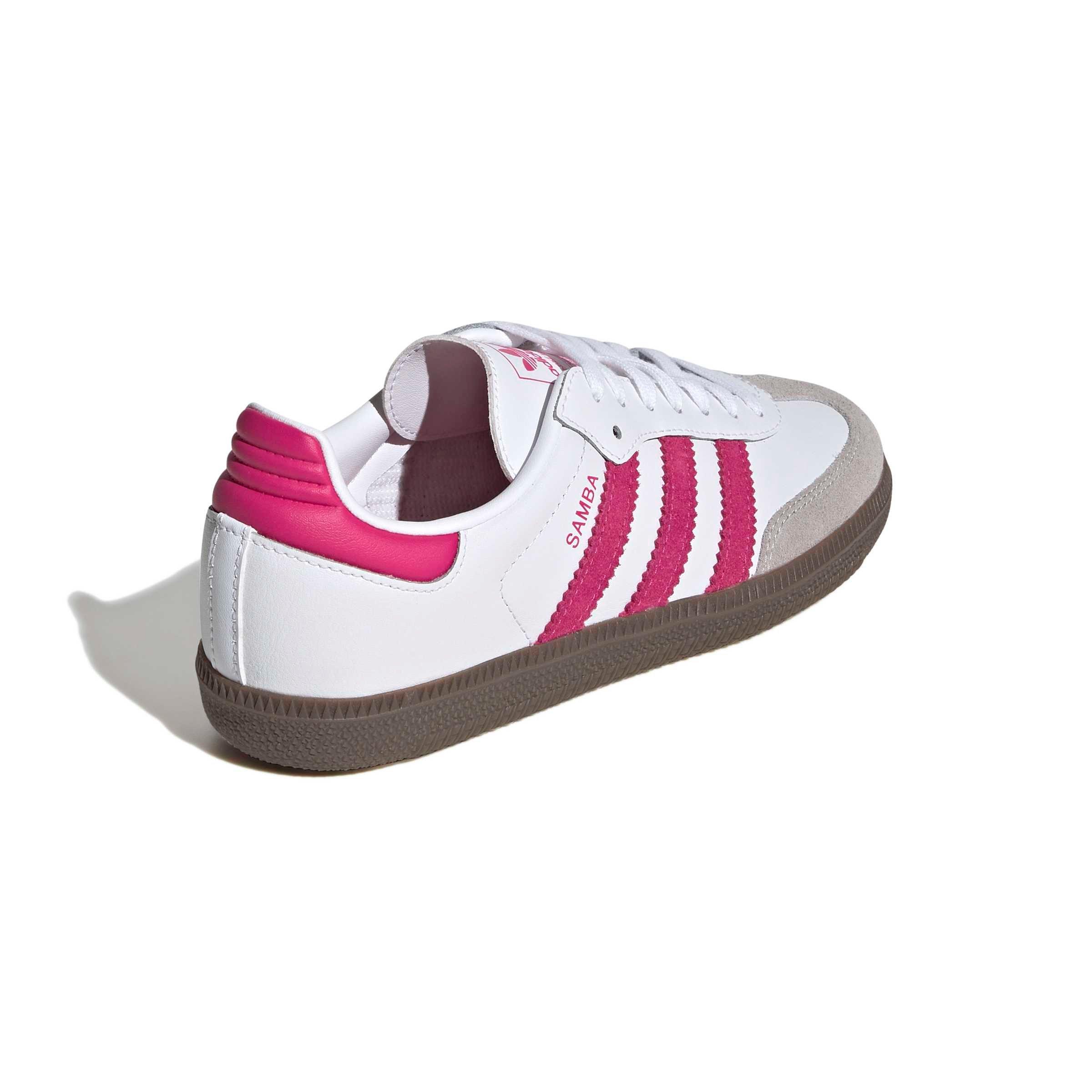 adidas Originals Samba OG "Ftwr White/Real Magenta/Gum 5" Grade School Girls' Shoe - WHITE/MAGENTA/GUM Thumbnail View 4