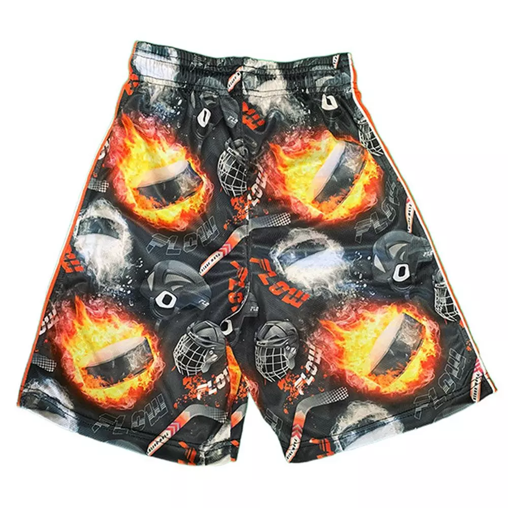 Flow Society Big Boys' Fire Flow Hockey Shorts - Black - BLACK