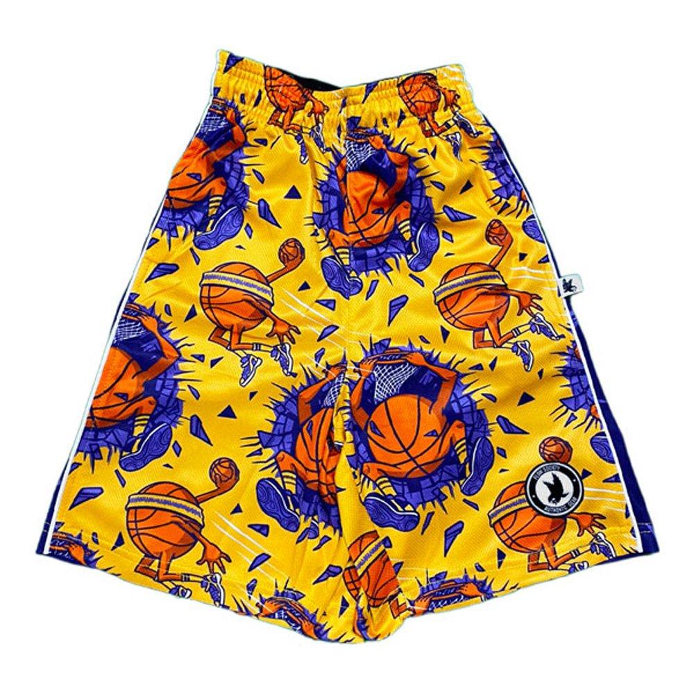 Flow Society Buzzer Beater Big Boys' Yellow/Purple Attack Shorts
