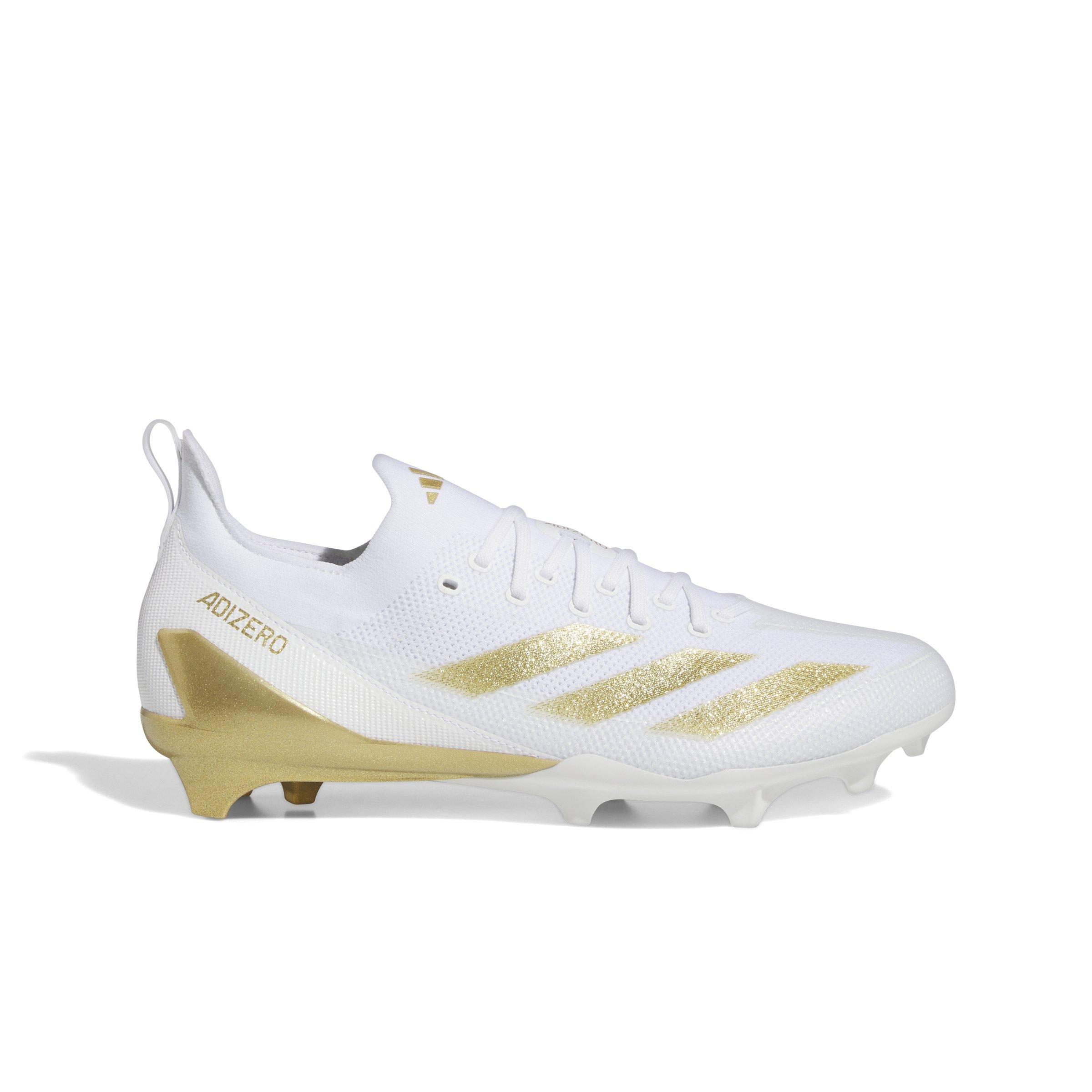 adidas Adizero Electric+ "Ftwr White/Gold Metallic/Ftwr White" Men's Football Cleat - WHITE/GOLD/WHITE Thumbnail View 1