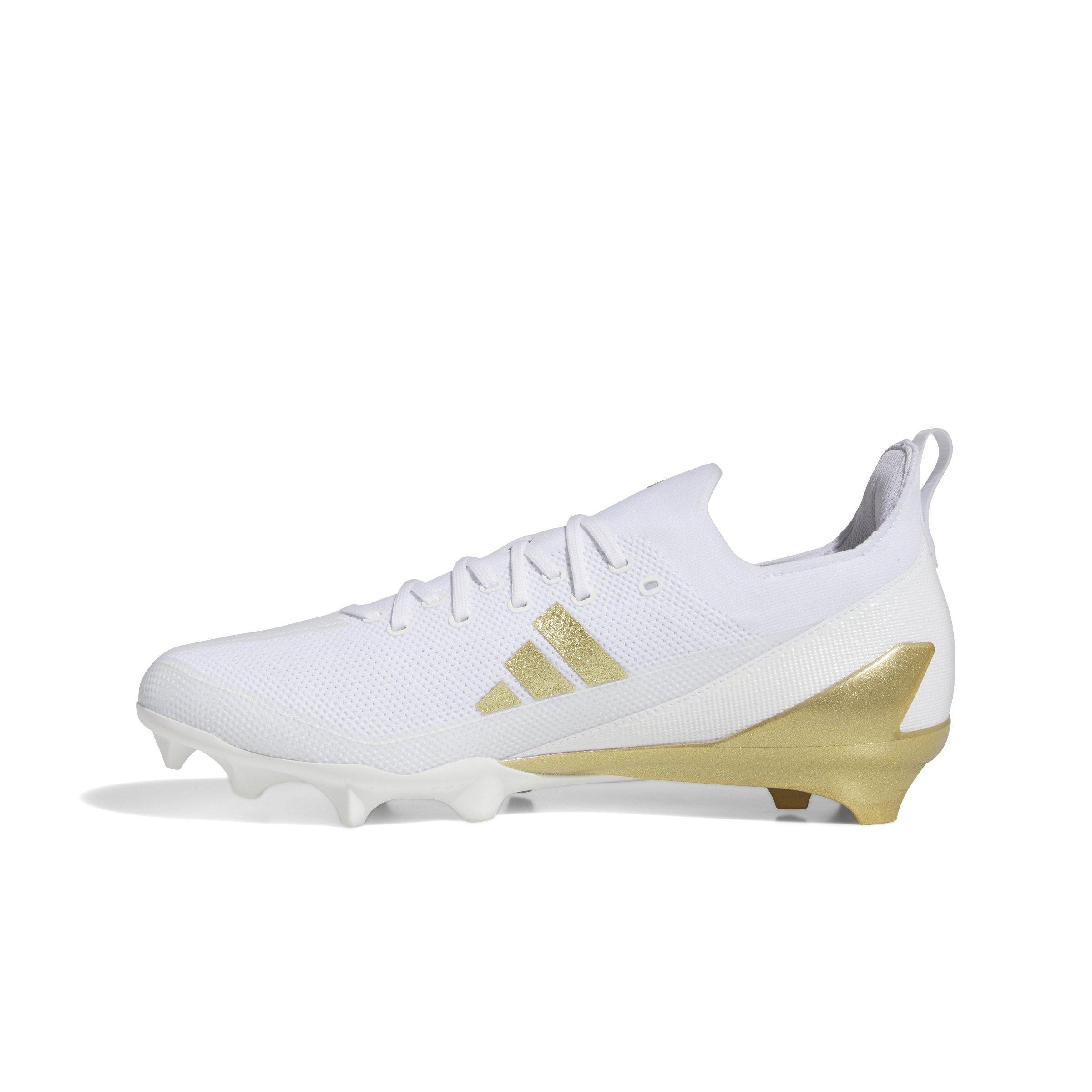 adidas Adizero Electric+ "Ftwr White/Gold Metallic/Ftwr White" Men's Football Cleat - WHITE/GOLD/WHITE Thumbnail View 2