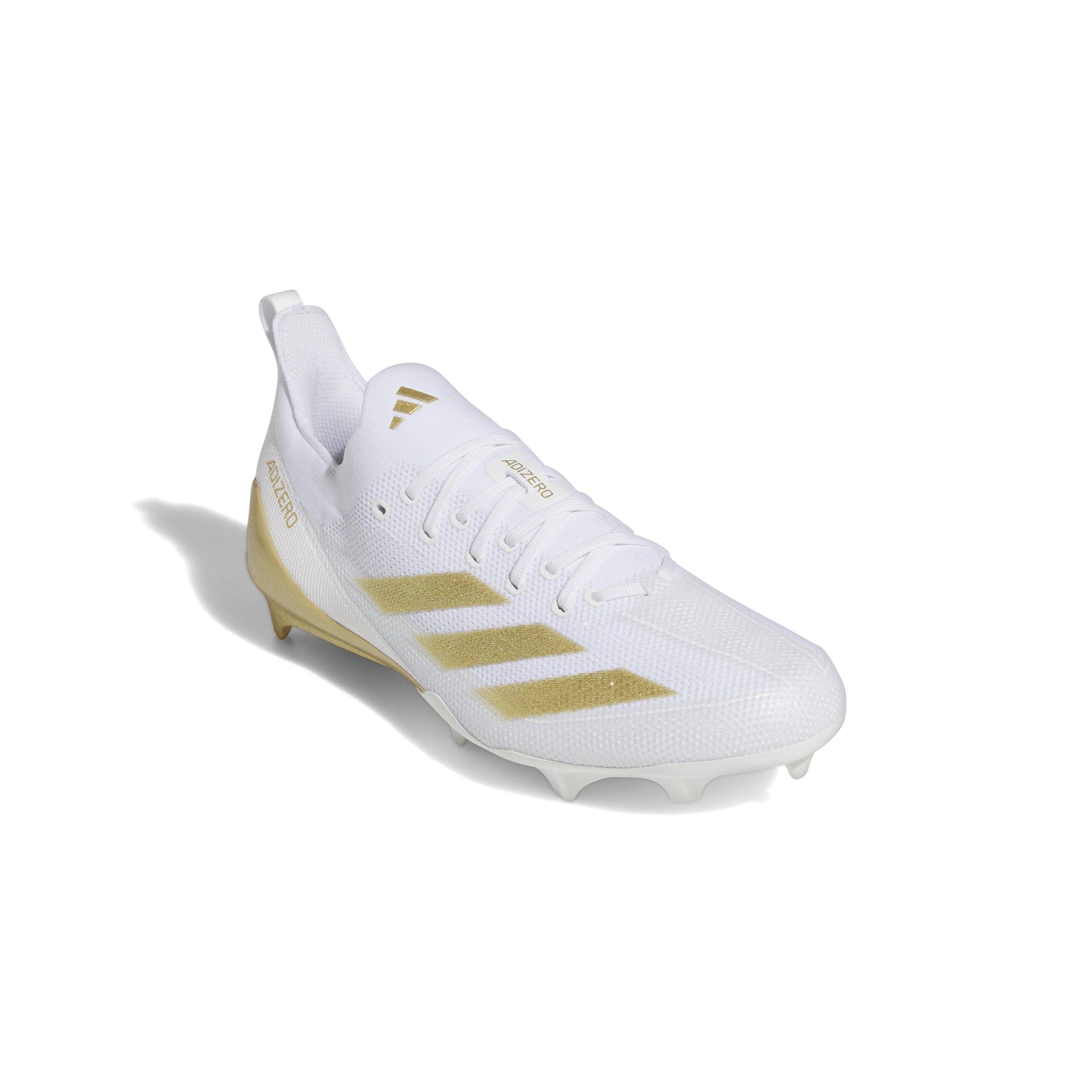 adidas Adizero Electric+ "Ftwr White/Gold Metallic/Ftwr White" Men's Football Cleat - WHITE/GOLD/WHITE Thumbnail View 3
