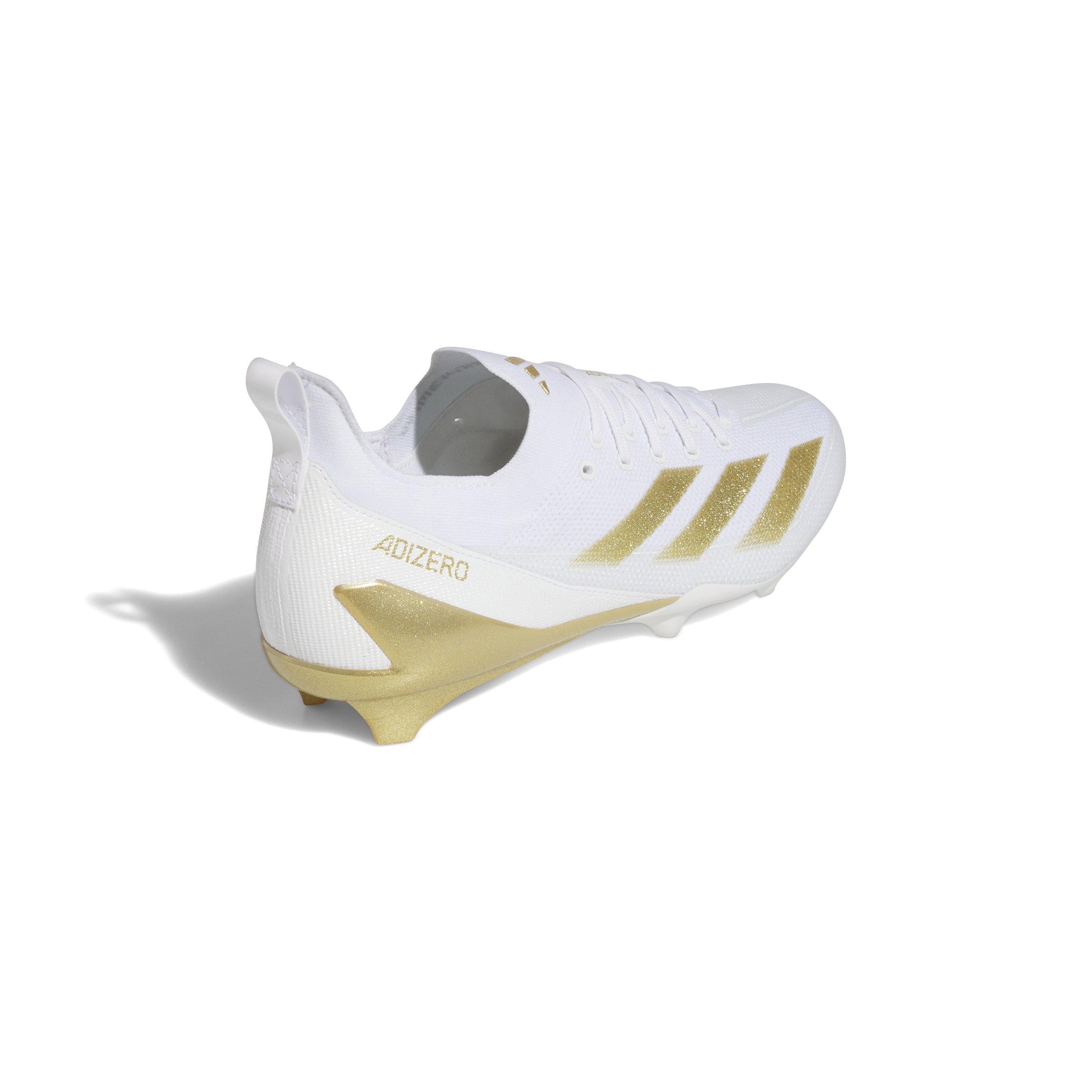 adidas Adizero Electric+ "Ftwr White/Gold Metallic/Ftwr White" Men's Football Cleat - WHITE/GOLD/WHITE Thumbnail View 4