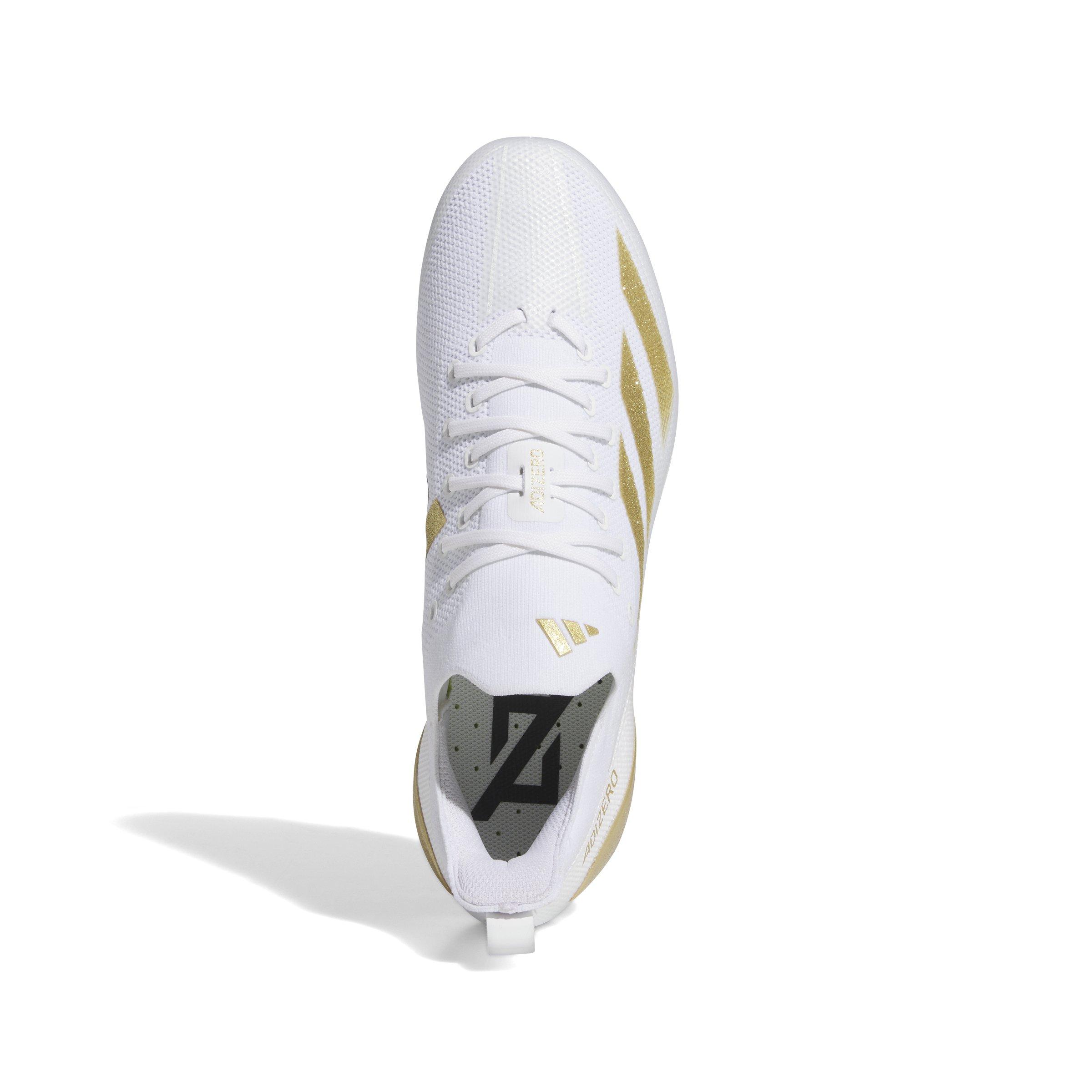 adidas Adizero Electric+ "Ftwr White/Gold Metallic/Ftwr White" Men's Football Cleat - WHITE/GOLD/WHITE Thumbnail View 5