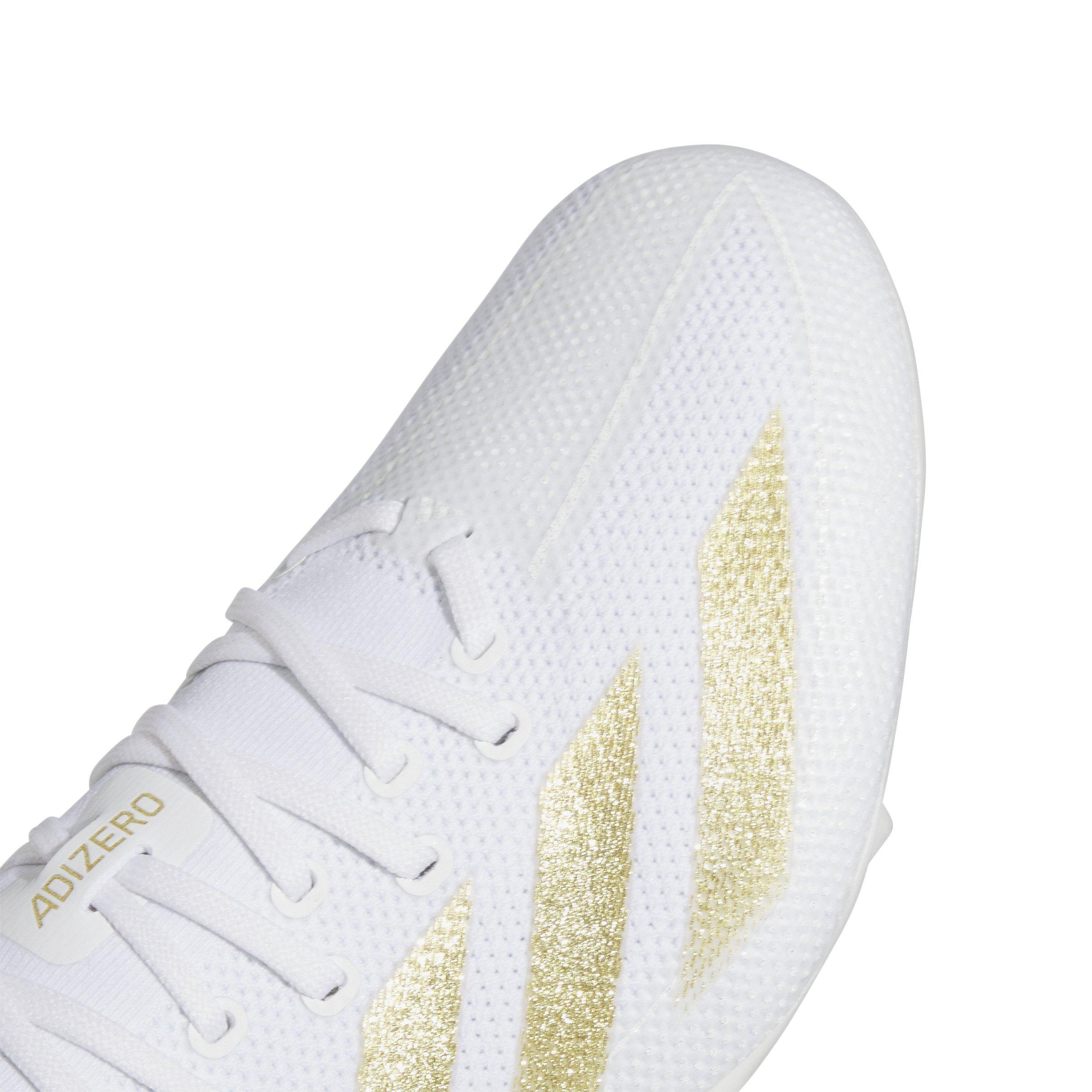 adidas Adizero Electric+ "Ftwr White/Gold Metallic/Ftwr White" Men's Football Cleat - WHITE/GOLD/WHITE Thumbnail View 7