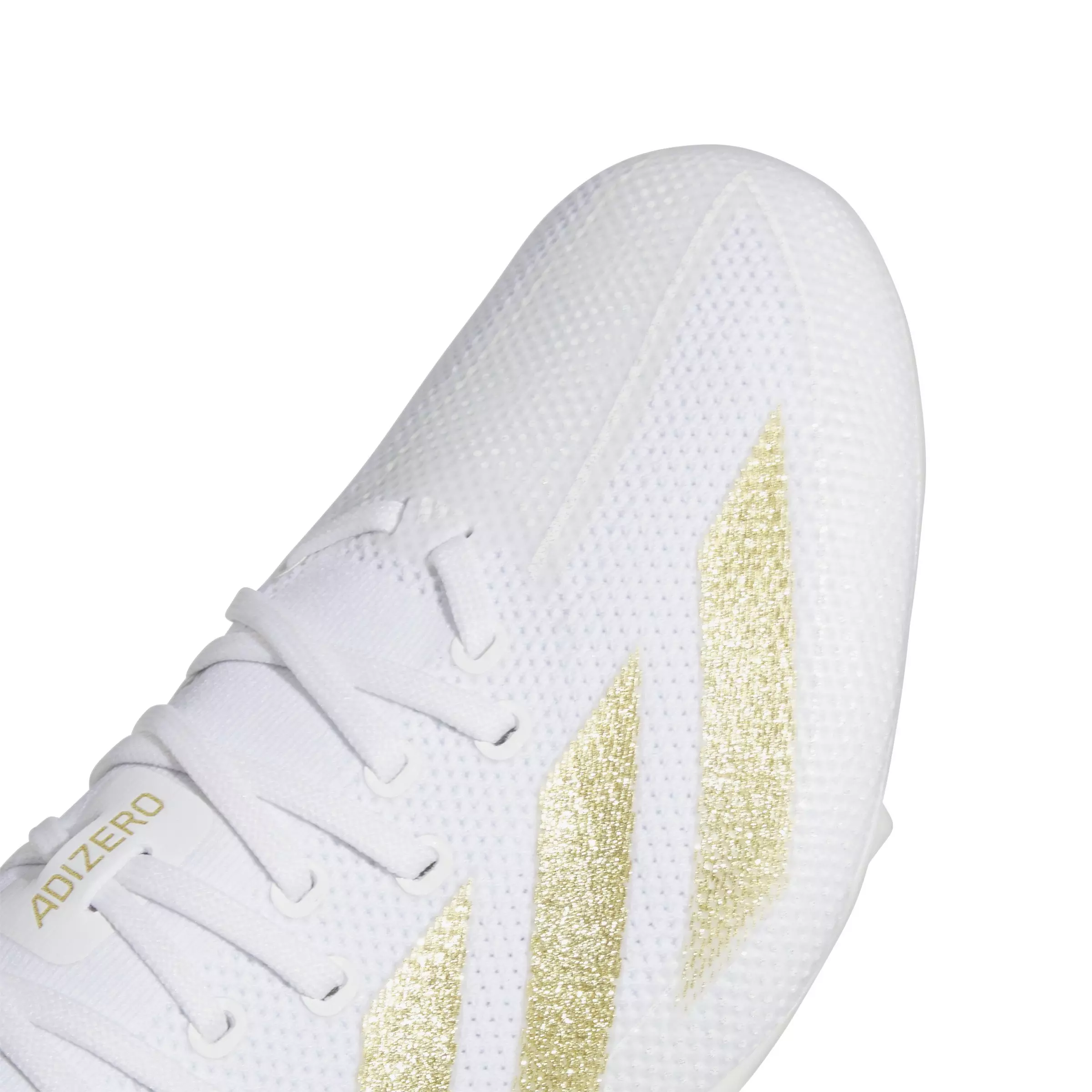 adidas Adizero Electric+ "Ftwr White/Gold Metallic/Ftwr White" Men's Football Cleat - WHITE/GOLD/WHITE