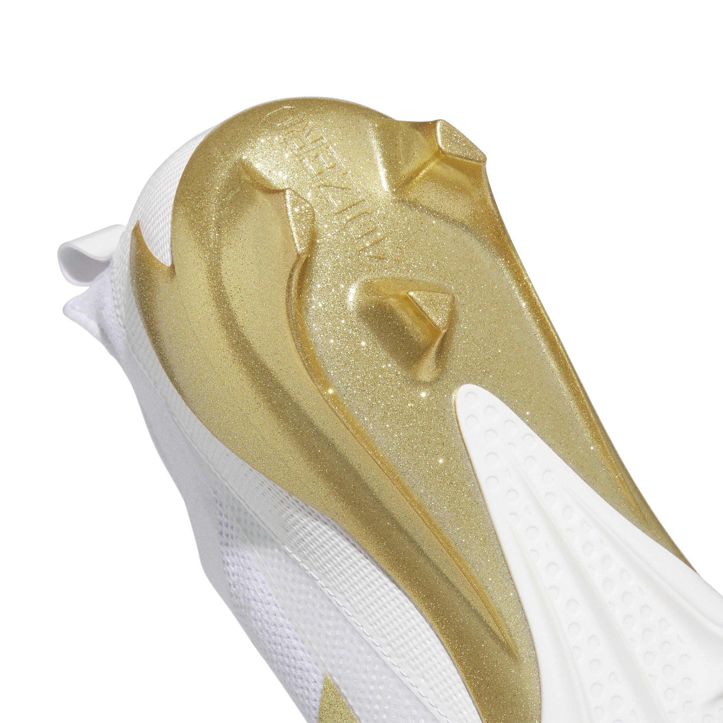 adidas Adizero Electric+ "Ftwr White/Gold Metallic/Ftwr White" Men's Football Cleat - WHITE/GOLD/WHITE Thumbnail View 8