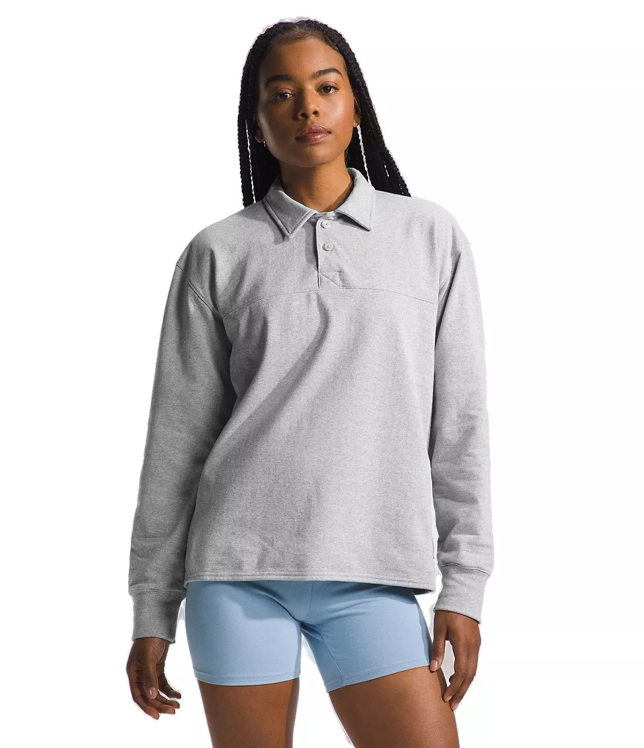 The North Face Women's Long-Sleeve Heritage Patch Rugby Shirt -Lt Grey - LT GREY