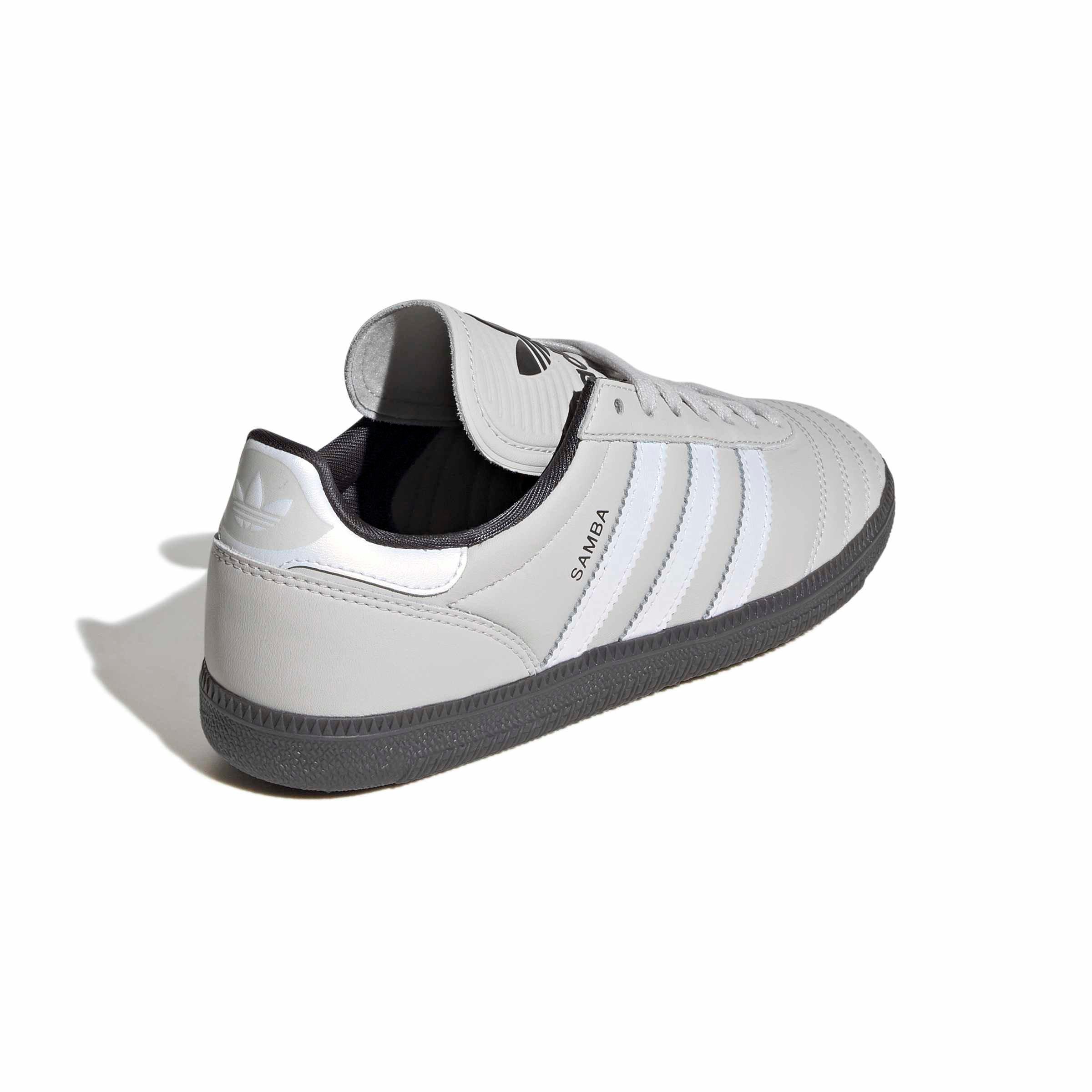 adidas Originals Samba JP "Grey One/Off White/Utility Black" Grade School Boys' Shoe - GREY/OFF WHITE/BLACK Thumbnail View 4