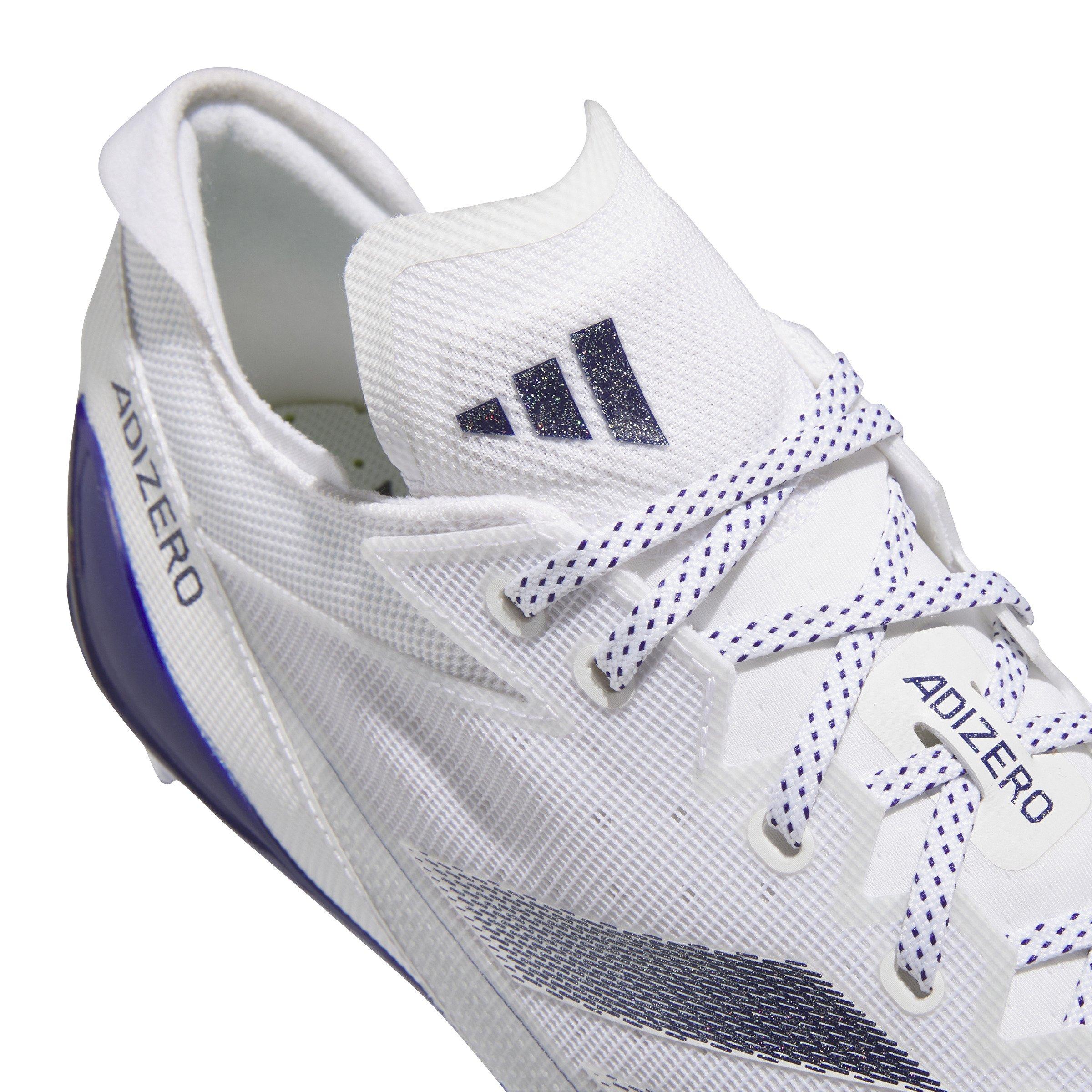 adidas Adizero Electric "Ftwr White/Team Colleg Purple/Ftwr White" Men's Football Cleat - WHITE/PURPLE/WHITE Thumbnail View 7
