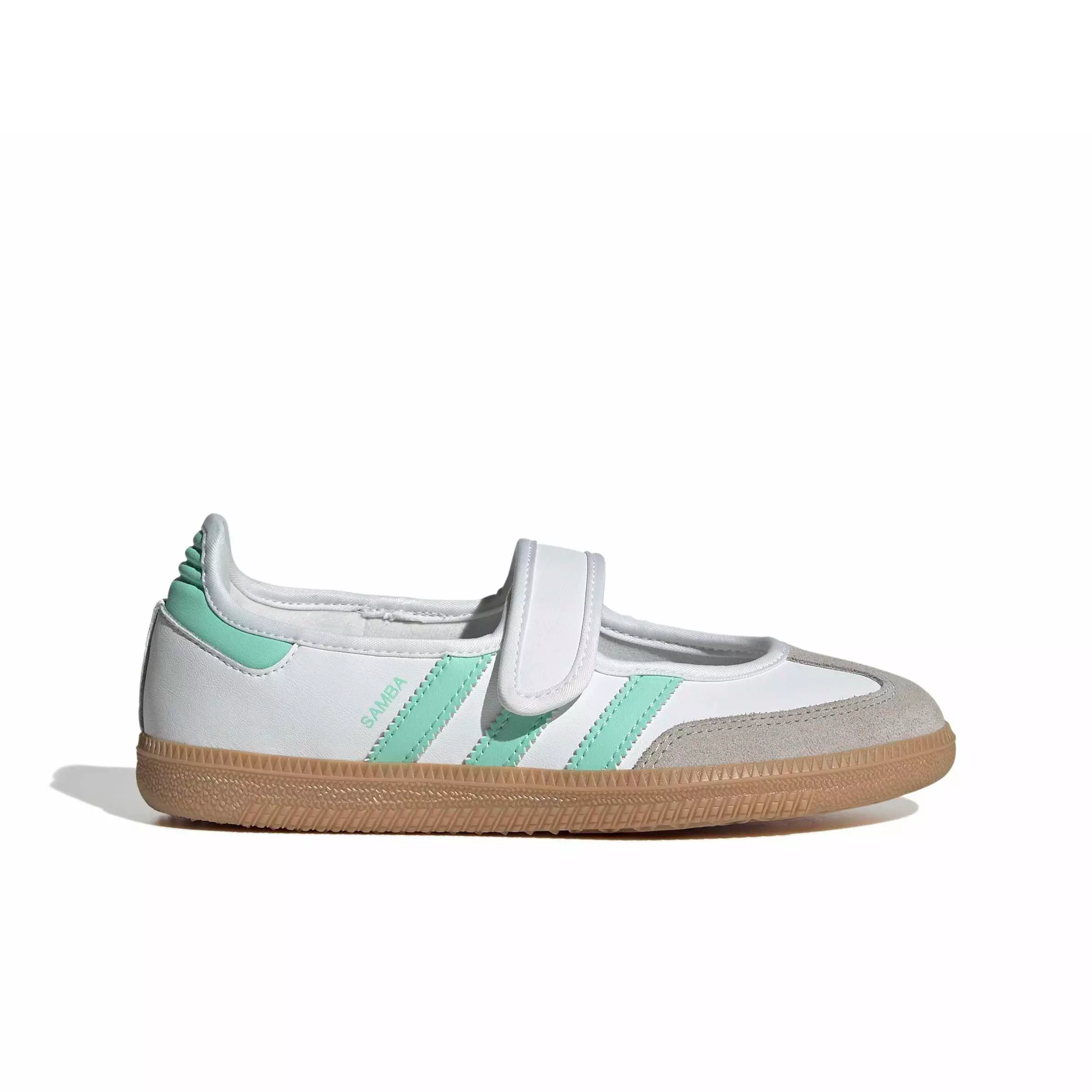 adidas Originals Samba Jane "Ftwr White/Easy Green/Gum 3" Grade School Girls' Shoe - WHITE/GREEN/GUM