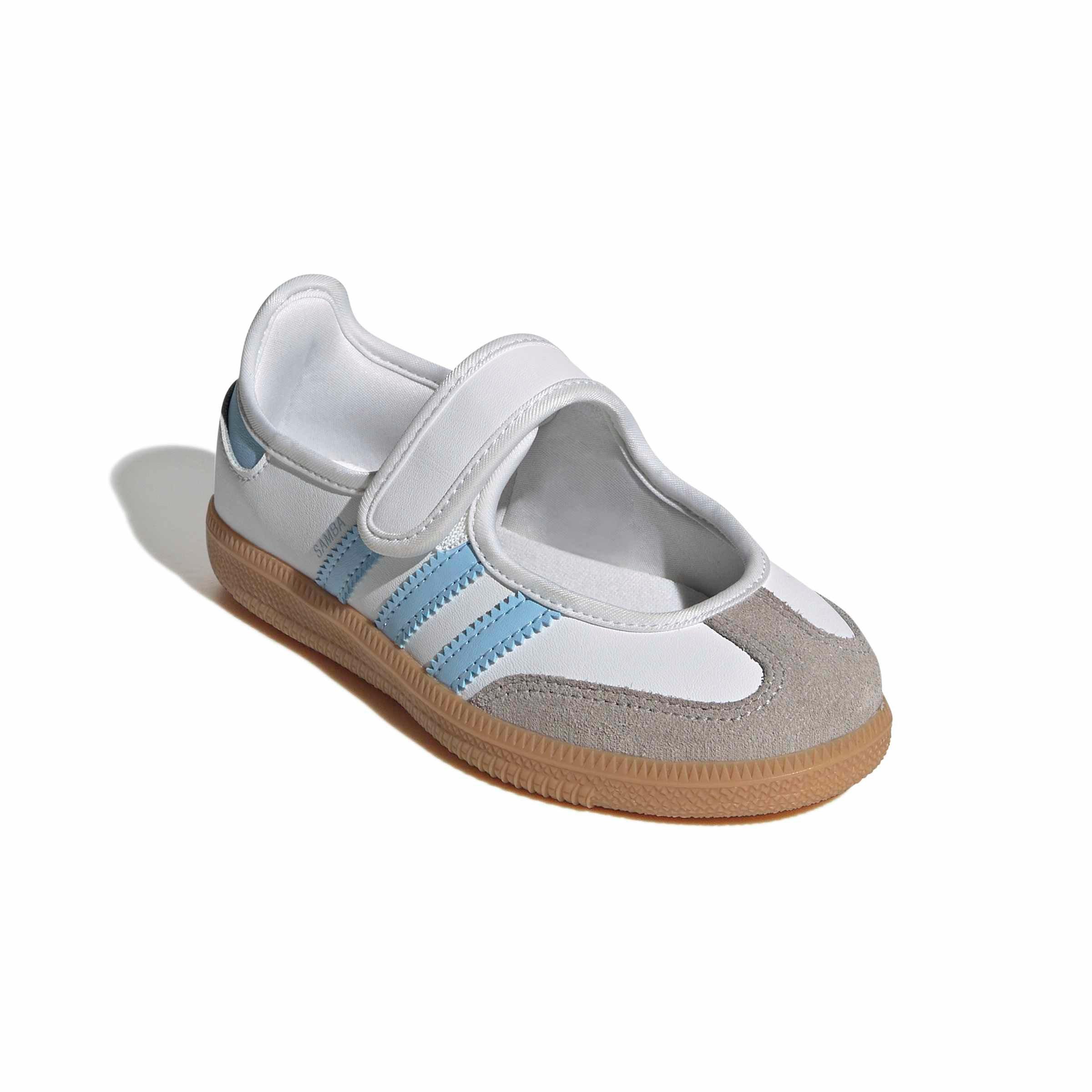 adidas Originals Samba Jane "Ftwr White/Clear Sky/Gum 3" Preschool Girls' Shoe - WHITE/SKY/GUM Thumbnail View 3