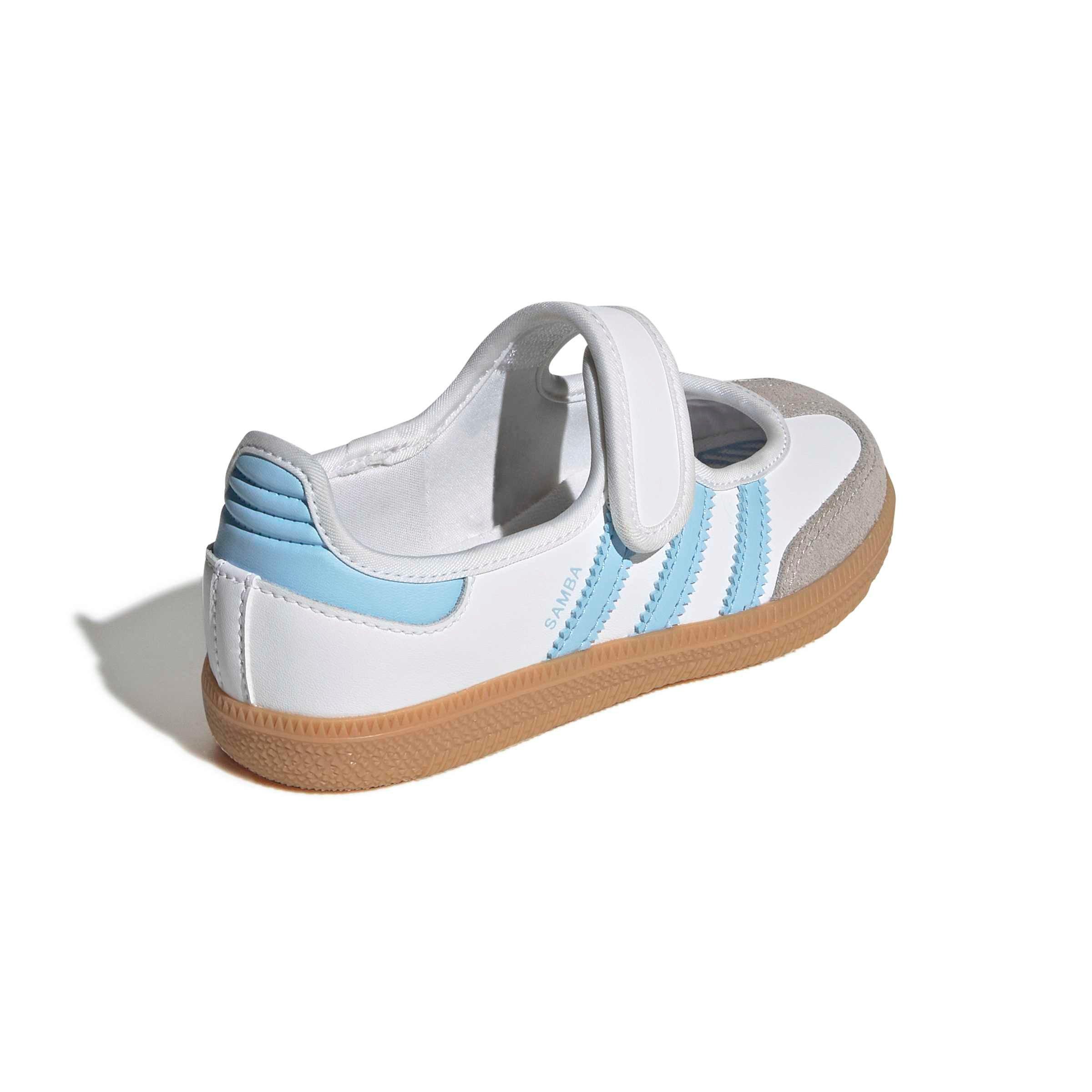 adidas Originals Samba Jane "Ftwr White/Clear Sky/Gum 3" Preschool Girls' Shoe - WHITE/SKY/GUM Thumbnail View 4