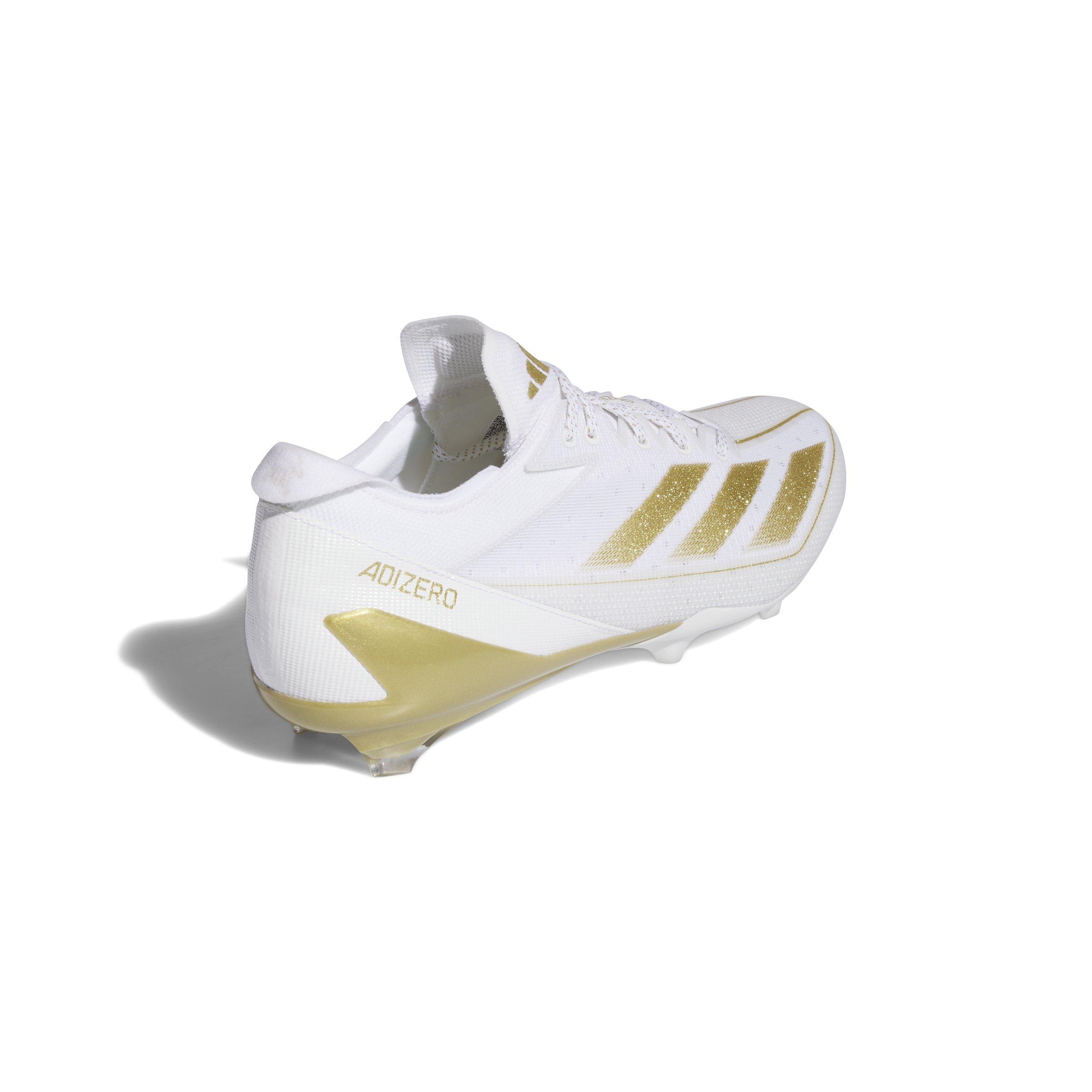 adidas Adizero Electric "Ftwr White/Gold Metallic/Ftwr White" Grade School Boys' Football Cleat - WHITE/GOLD/WHITE Thumbnail View 4