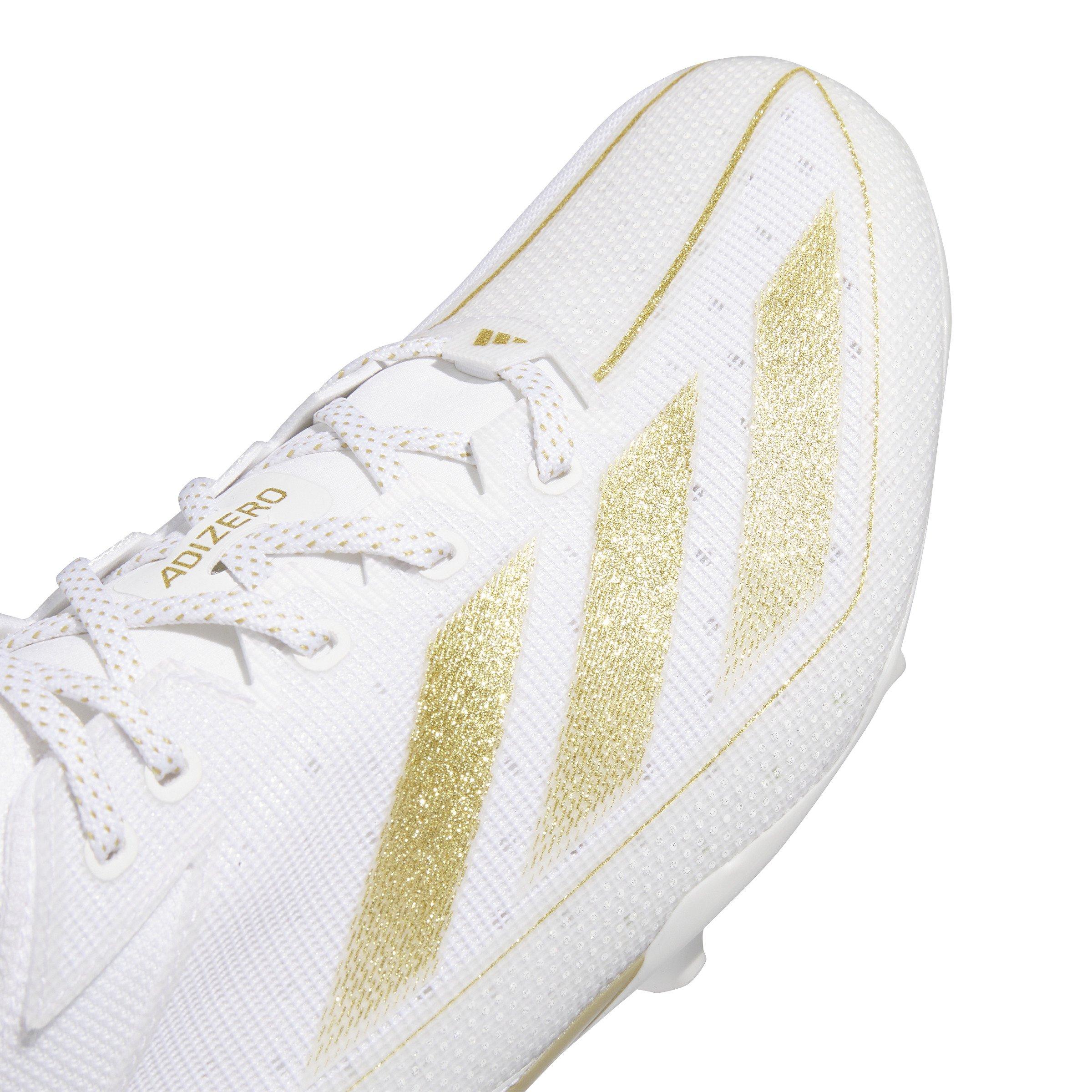 adidas Adizero Electric "Ftwr White/Gold Metallic/Ftwr White" Grade School Boys' Football Cleat - WHITE/GOLD/WHITE Thumbnail View 7