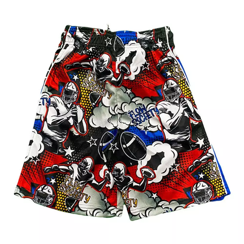 Flow Society Big Boys' Comic Football Attack Shorts -Multi - MULTI-COLOR