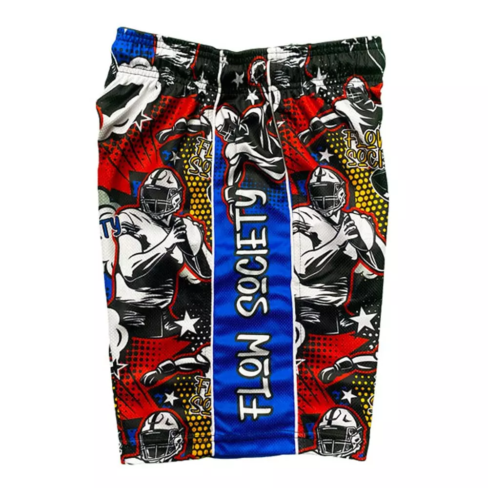 Flow Society Big Boys' Comic Football Attack Shorts -Multi - MULTI-COLOR
