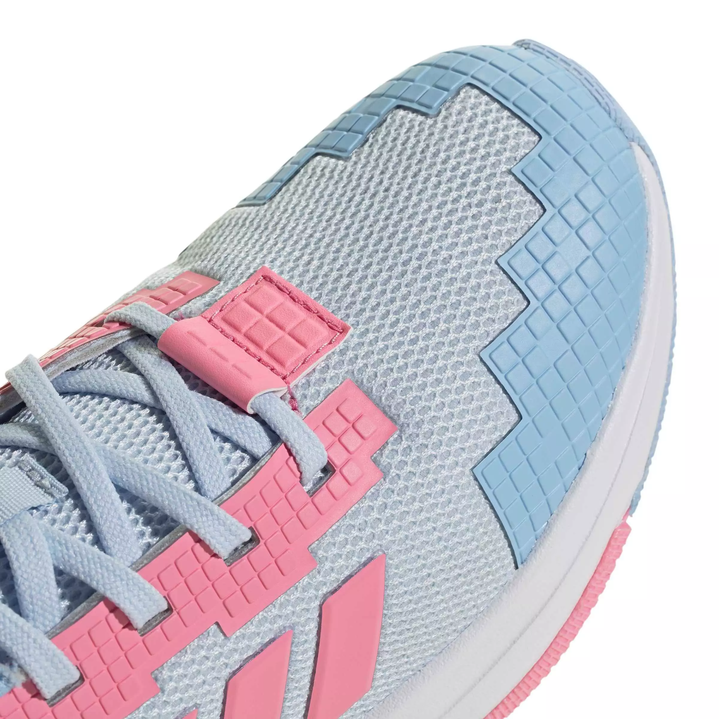 adidas Minecraft Pro "Crystal Sky/Bliss Pink/Glow Blue" Grade School Girls' Shoe - SKY/PINK/BLUE