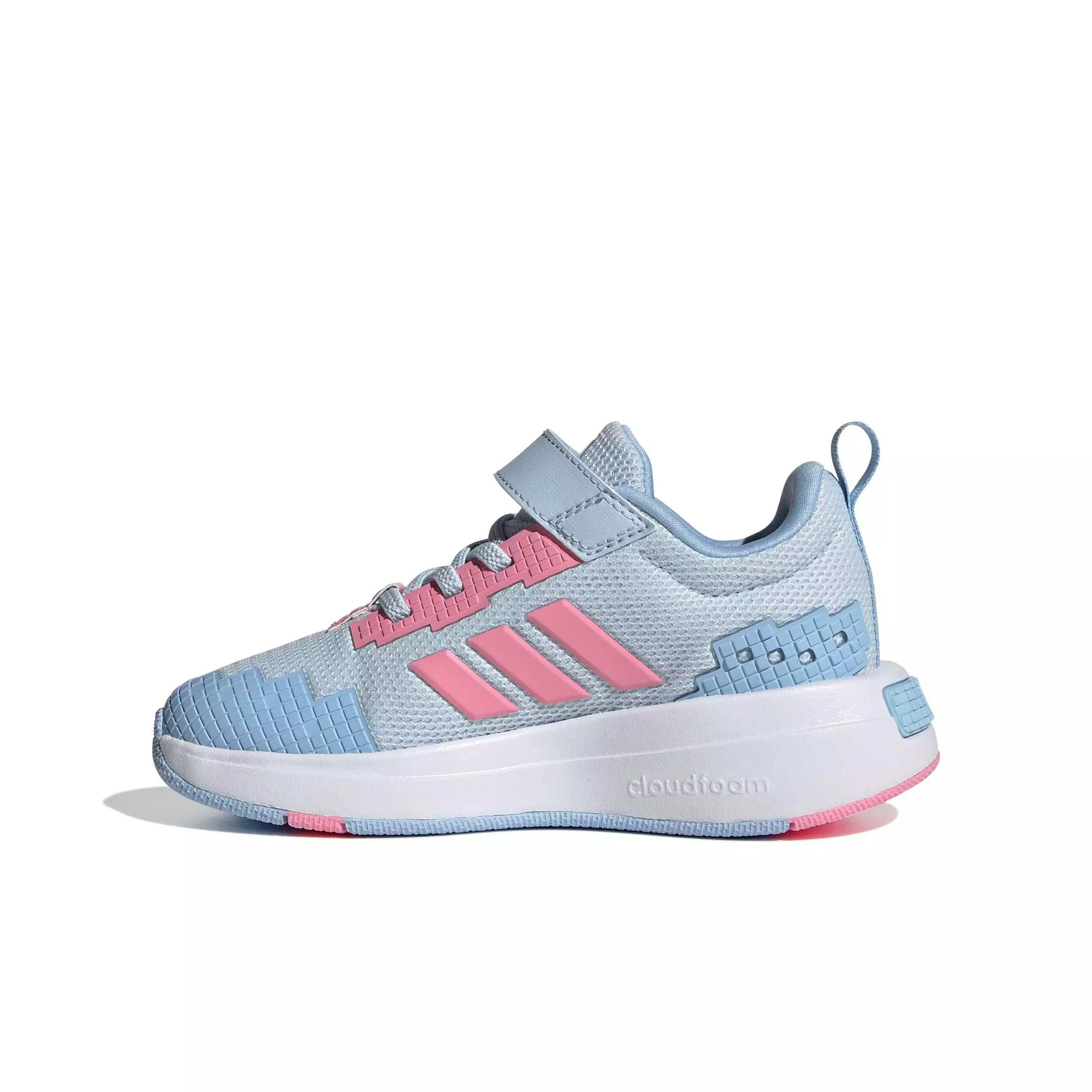 adidas Minecraft Pro "Crystal Sky/Bliss Pink/Glow Blue" Preschool Girls' Shoe - SKY/PINK/BLUE