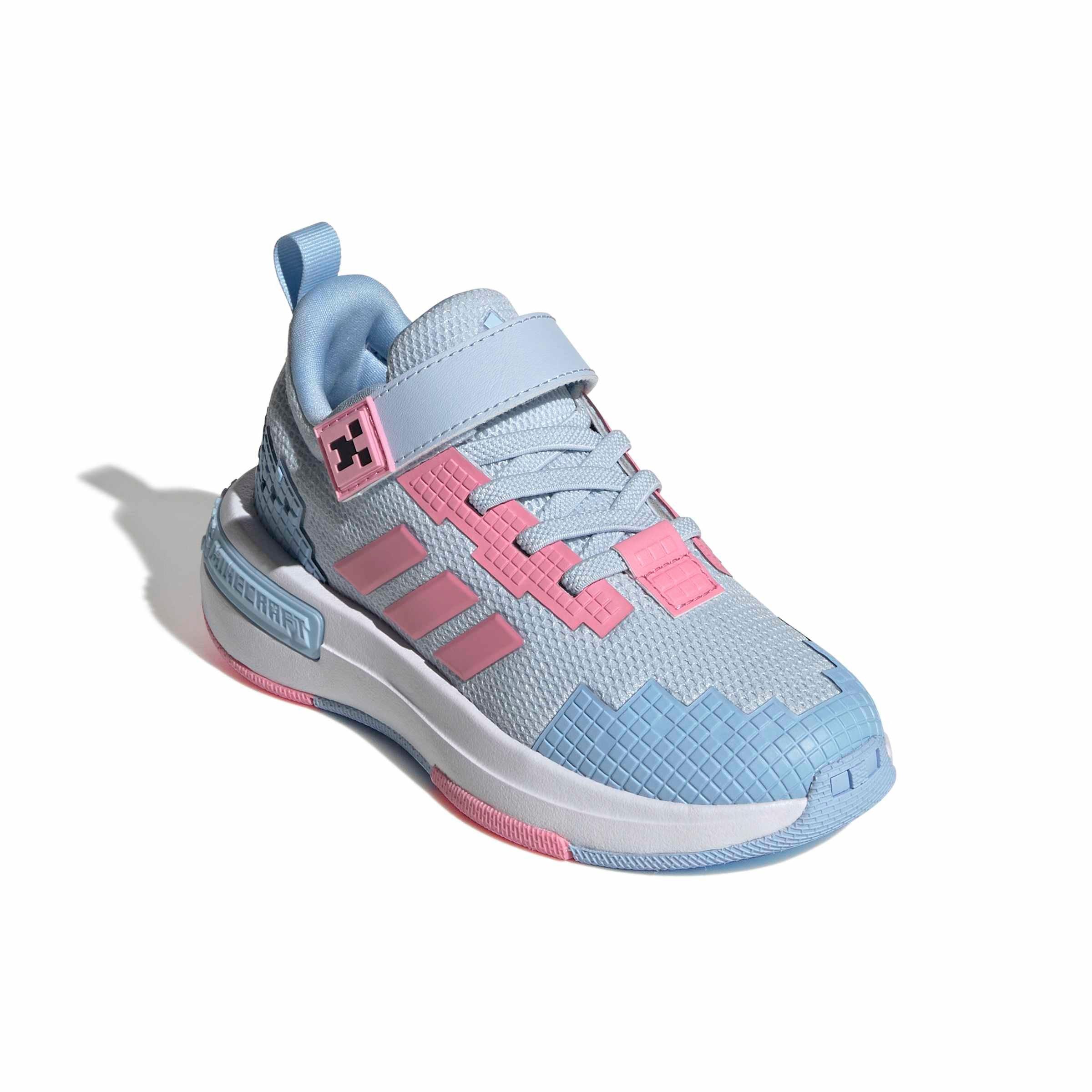 adidas Minecraft Pro "Crystal Sky/Bliss Pink/Glow Blue" Preschool Girls' Shoe - SKY/PINK/BLUE
