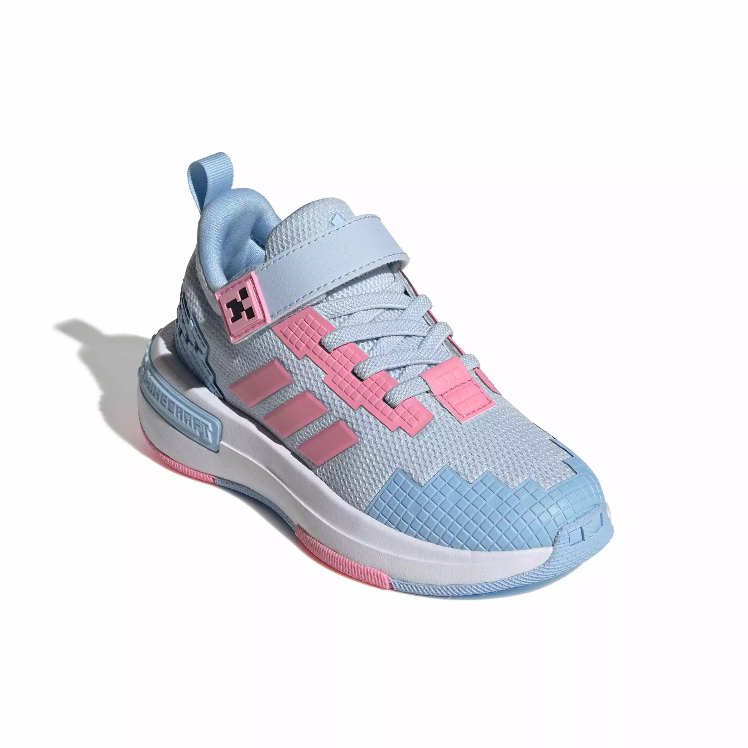 adidas Minecraft Pro "Crystal Sky/Bliss Pink/Glow Blue" Preschool Girls' Shoe - SKY/PINK/BLUE