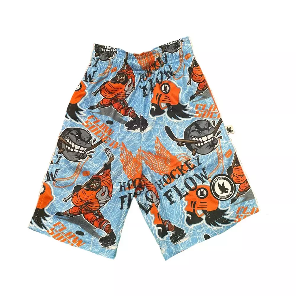Flow Society Big Boys' Angry Hockey Puck Attack Shorts - Blue - BLUE