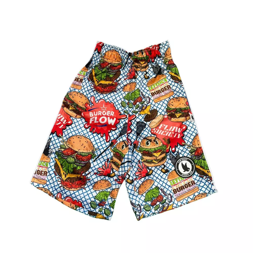 Flow Society Big Boys' Flow Burger Attack Shorts - Blue - BLUE