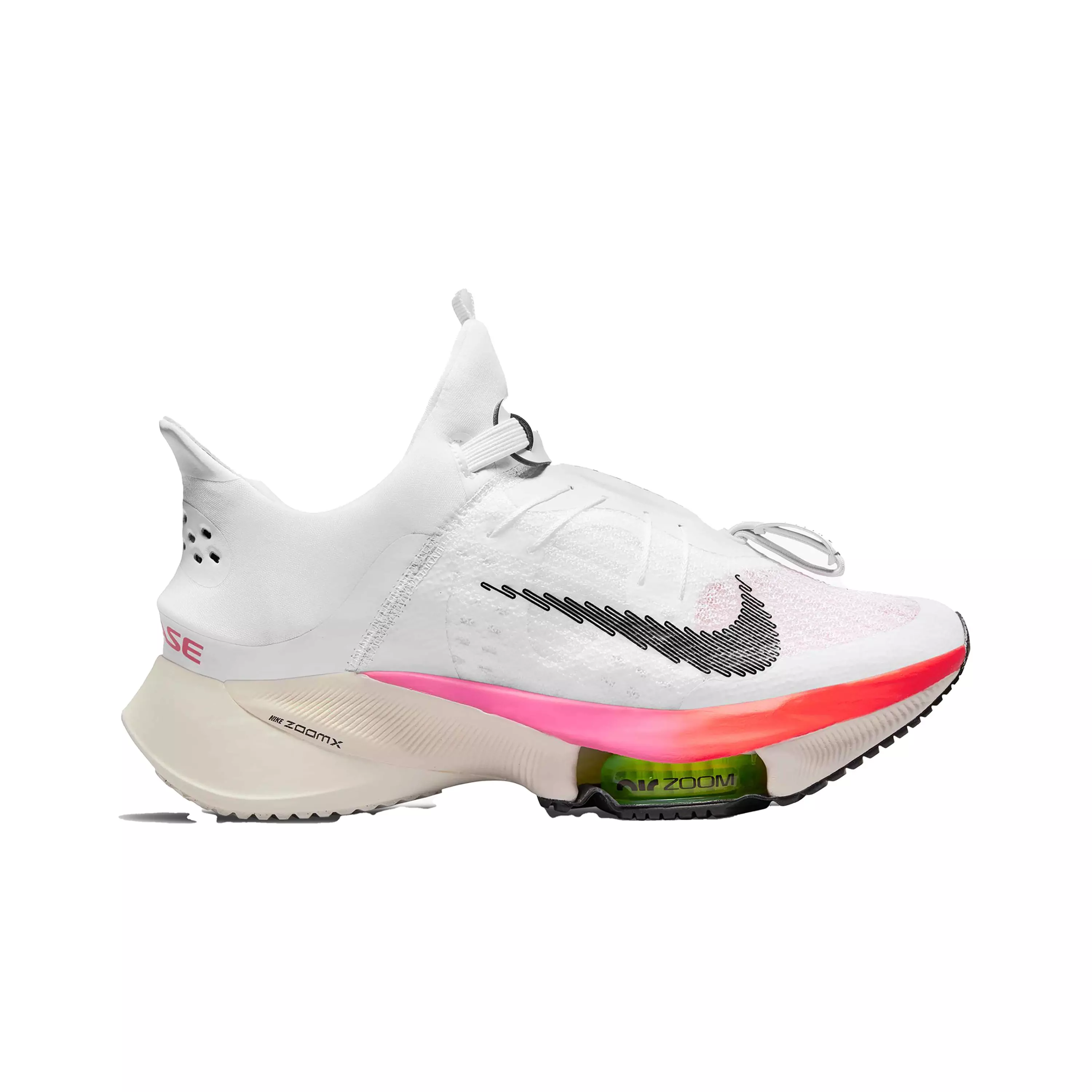 Nike Air Zoom Tempo Next FlyEase "White/Black-Washed Coral-Pink Blast" Women's Easy On/Off Road Running Shoe - WHITE