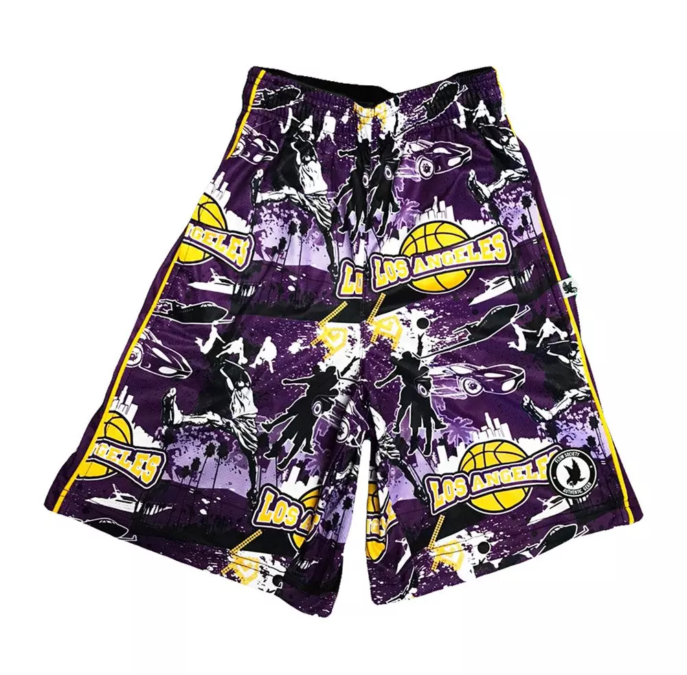 Flow Society Big Boys' LA Basketball Shorts - Purple - PURPLE