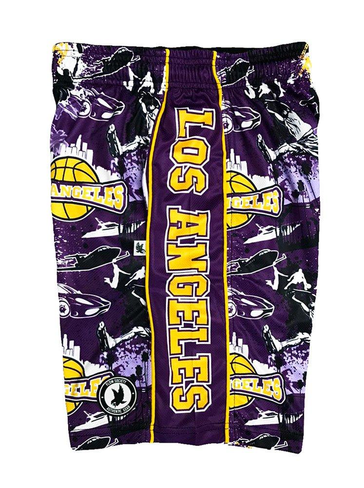 Flow Society Big Boys' LA Basketball Shorts - Purple - PURPLE Thumbnail View 3