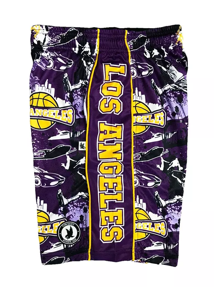 Flow Society Big Boys' LA Basketball Shorts -Purple - PURPLE