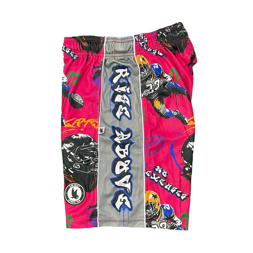 Flow Society Big Boys' Rise Above It Football Graffiti Shorts - Pink - PINK Thumbnail View 3