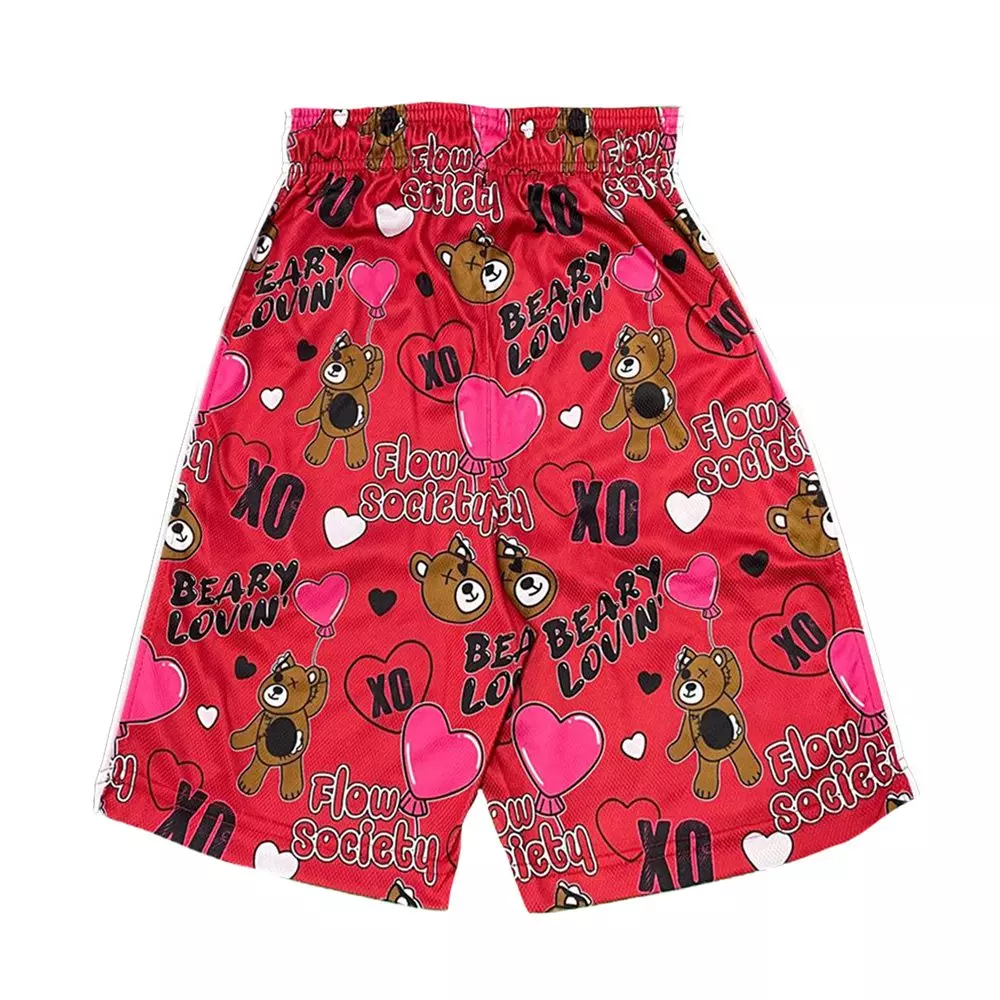 Flow Society Big Boys' Beary Lovin' Shorts -Red - RED