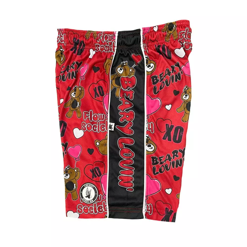 Flow Society Big Boys' Beary Lovin' Shorts -Red - RED