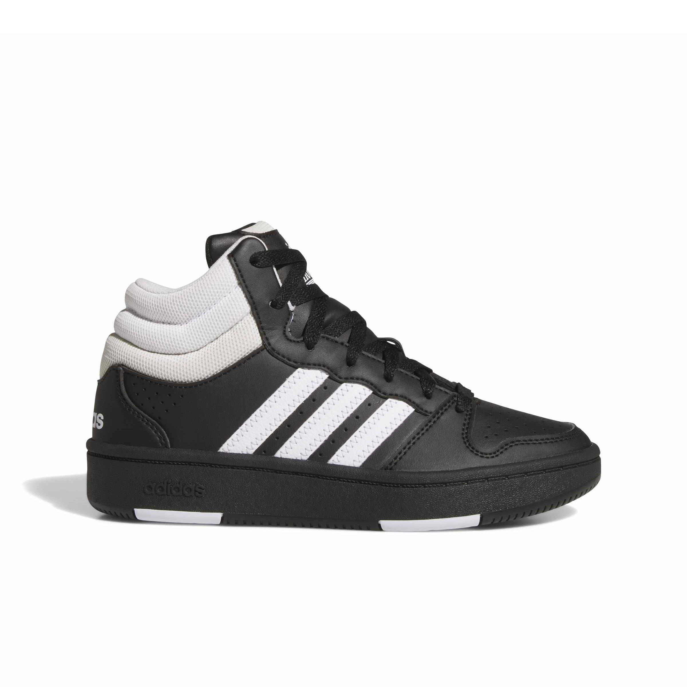 adidas Hoops Mid Classic "Core Black/Ftwr White/Orbit Grey" Grade School Boys' Shoe - BLACK/WHITE/GREY Thumbnail View 1
