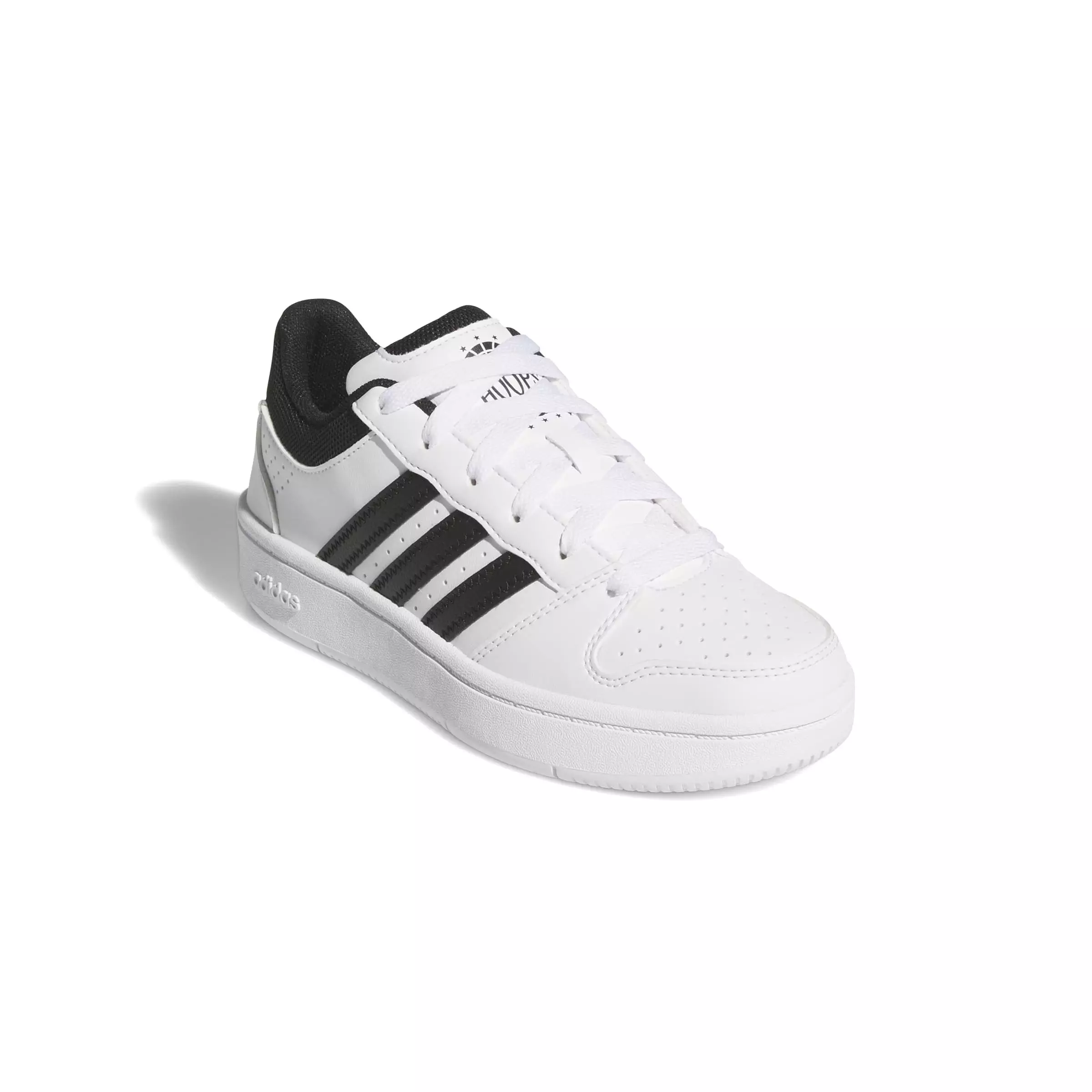 adidas Hoops Classic J "Ftwr White/Core Black/Orbit Grey" Grade School Boys' Shoe - WHITE/BLACK/GREY