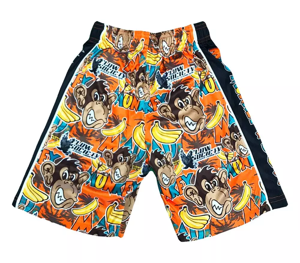 Flow Society Big Boys' Mad Monkey Attack Shorts - Orange - ORANGE