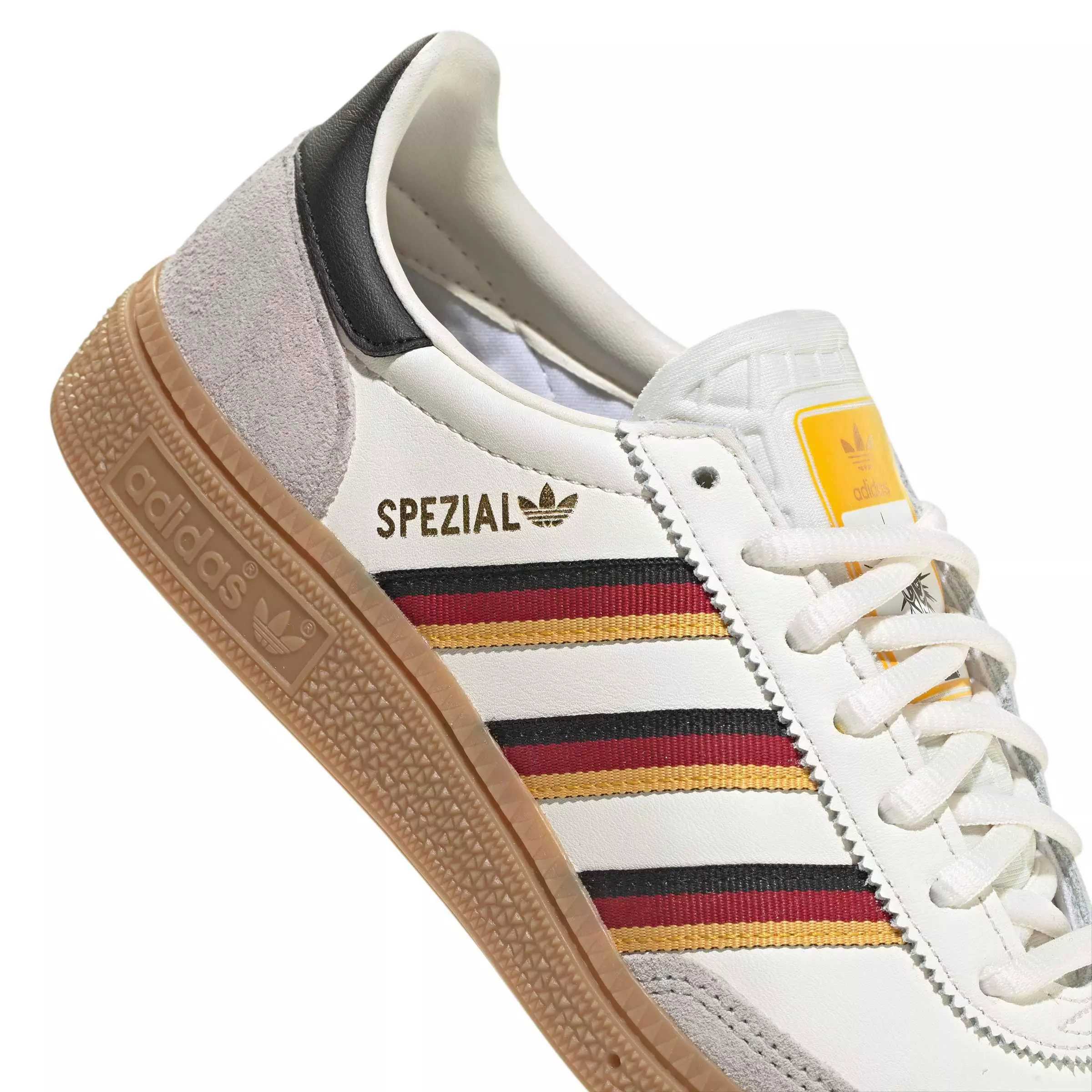 adidas Originals Handball Spezial "Ftwr White/Ftwr White/Crew Yellow" Grade School Boys' Shoe - WHITE/WHITE/YELLOW
