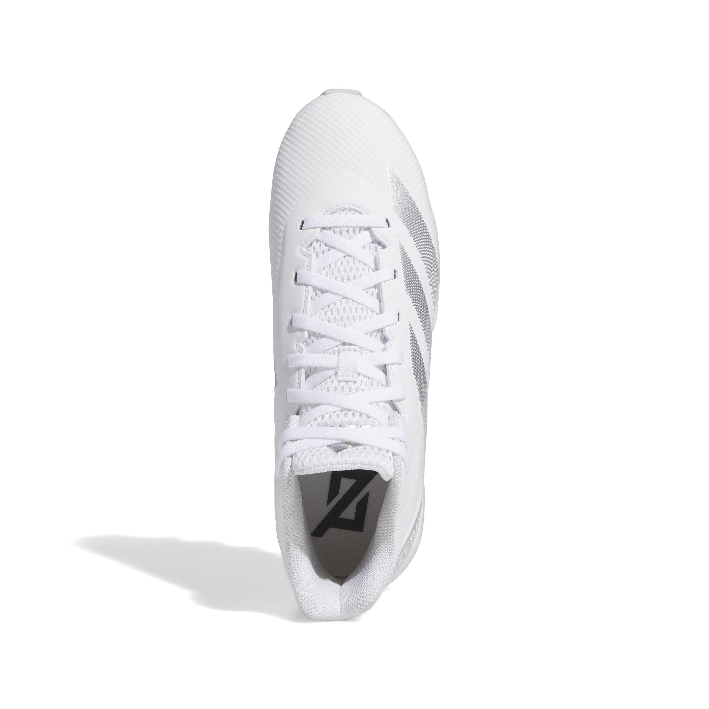 adidas Adizero Impact.2 Molded "Ftwr White/Silver Metallic/Ftwr White" Men's Football Cleat - WHITE/SILVER/WHITE Thumbnail View 5