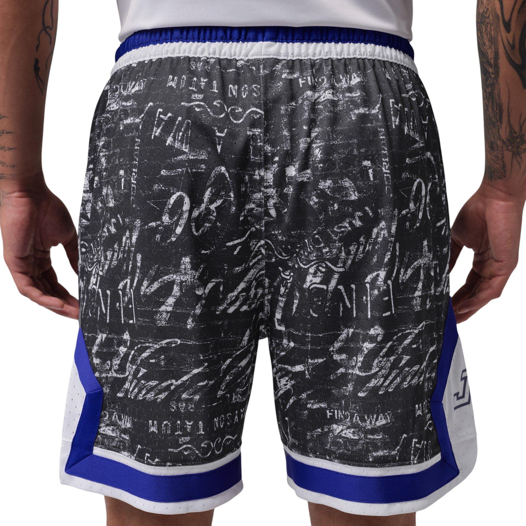Jordan Men's Tatum Sport Dri-FIT AOP Diamond Basketball Shorts - White/Concord - WHITE