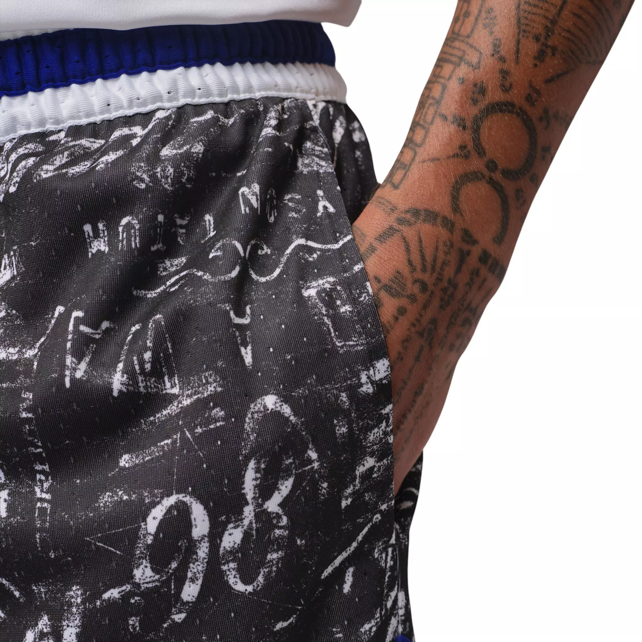 Jordan Men's Tatum Sport Dri-FIT AOP Diamond Basketball Shorts - White/Concord - WHITE